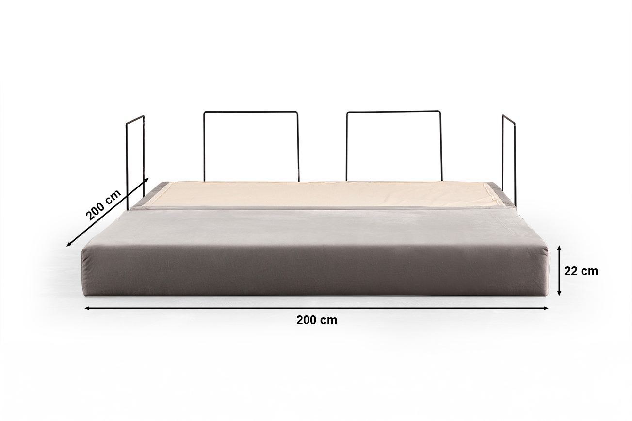 Sofá-cama de 2 lugares – 200 cm x 100 cm x 80 cm – Bege – Poliéster