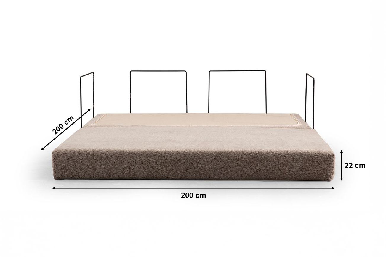 Sofá-cama de 2 lugares – 200 cm x 100 cm x 80 cm – Ecru – Tecido 100% poliéster