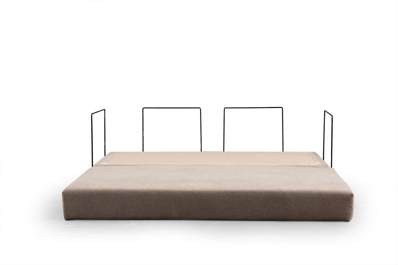 Sofá-cama de 2 lugares – 200 cm x 100 cm x 80 cm – Ecru – Tecido 100% poliéster