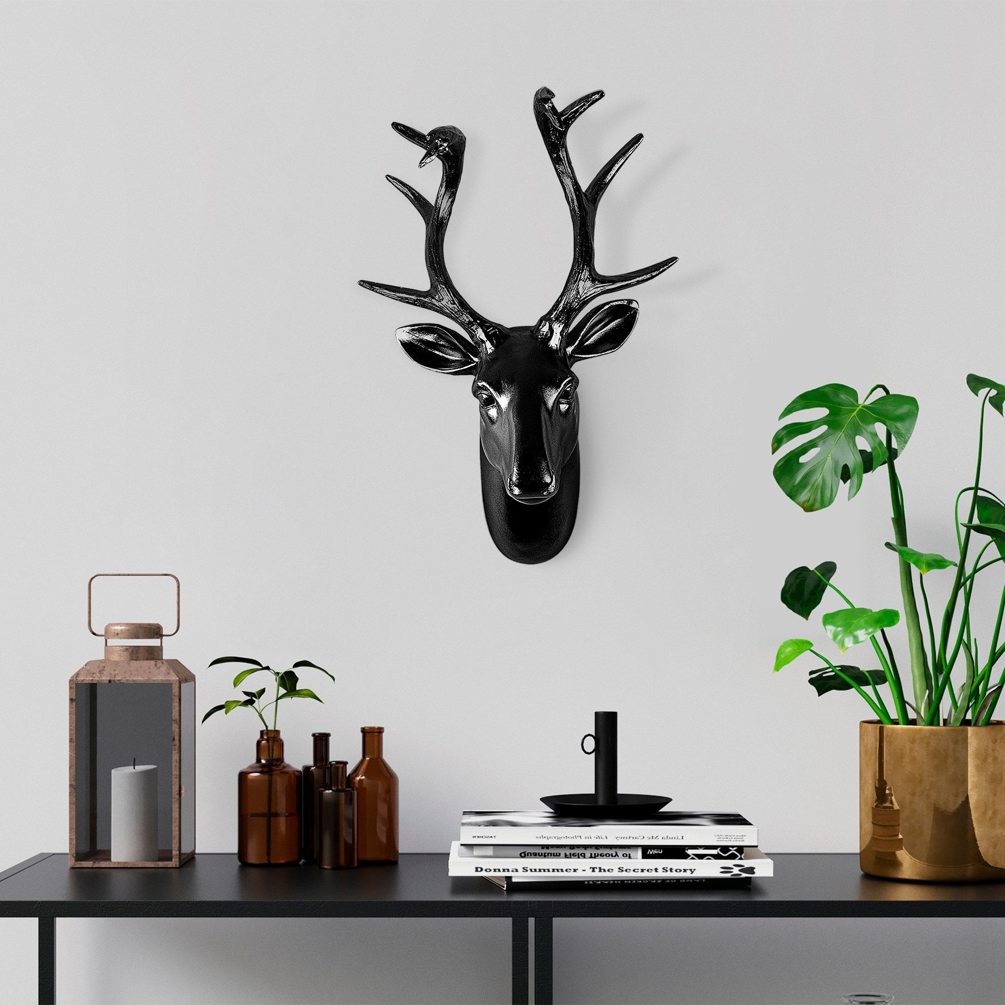 Acessório decorativo de parede – 26 x 38 x 17 cm – Preto – 100% poliéster