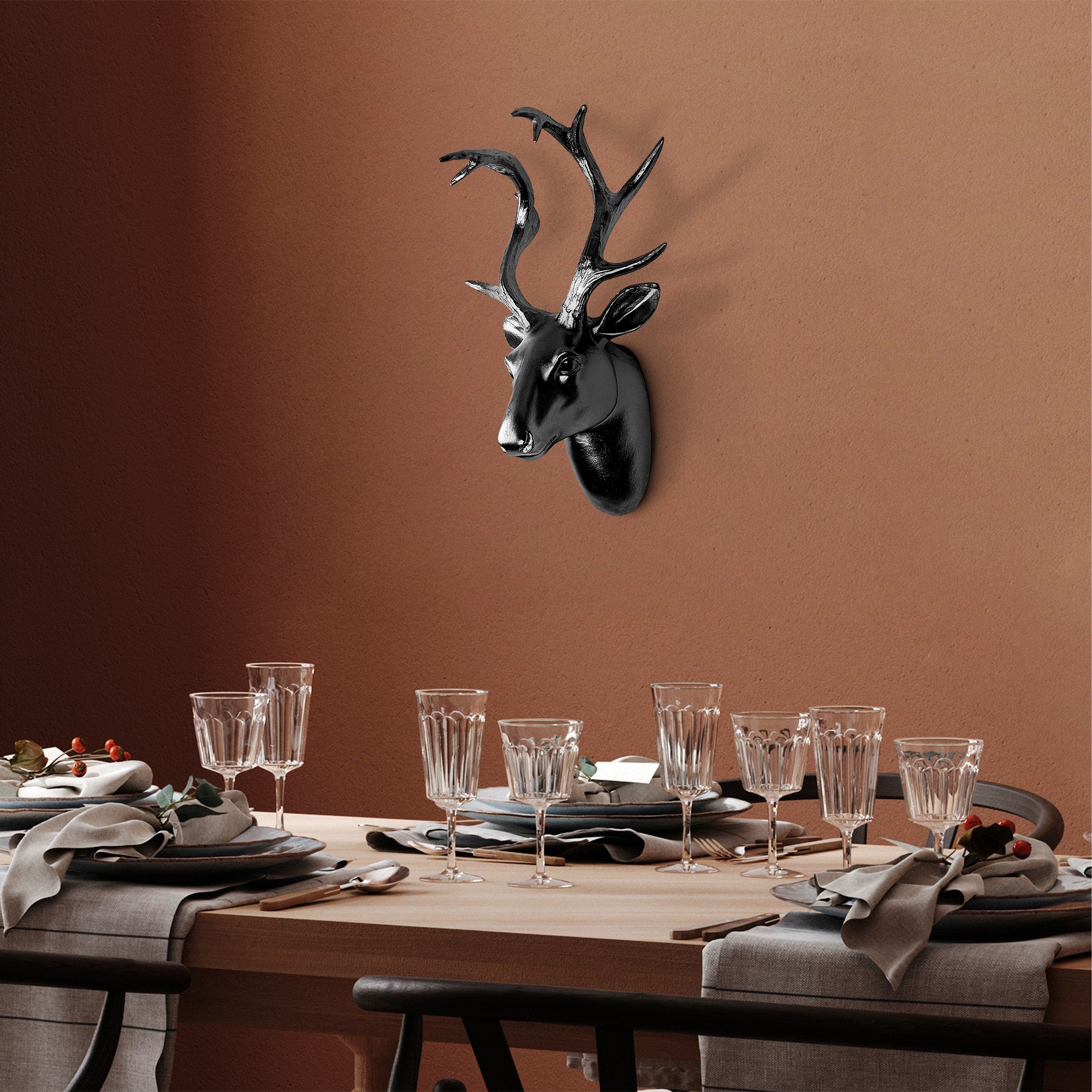 Acessório decorativo de parede – 26 x 38 x 17 cm – Preto – 100% poliéster