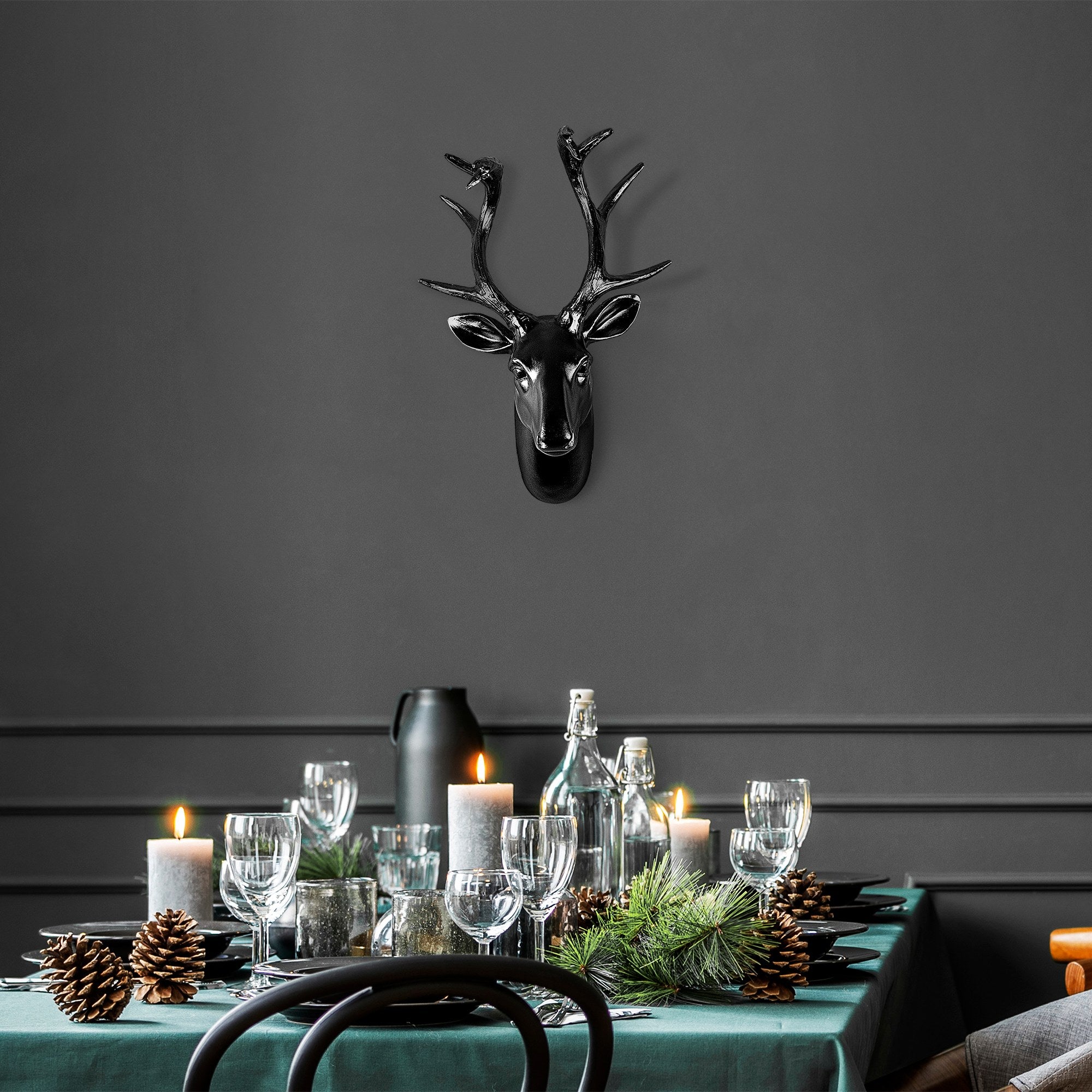 Acessório decorativo de parede – 26 x 38 x 17 cm – Preto – 100% poliéster