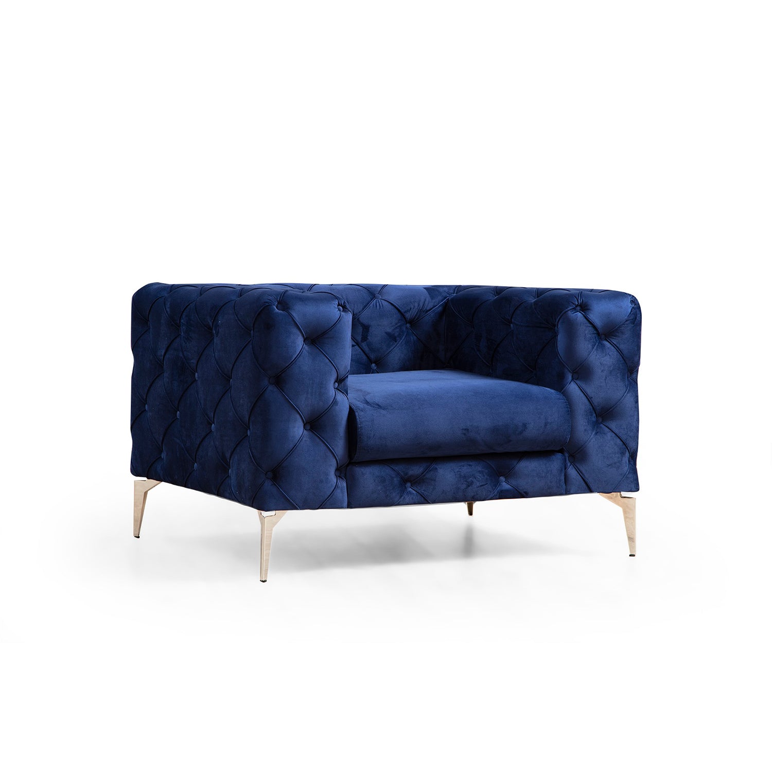 Poltrona Elegante – 108 cm – Azul Marinho – Madeira de Faia e Aglomerado