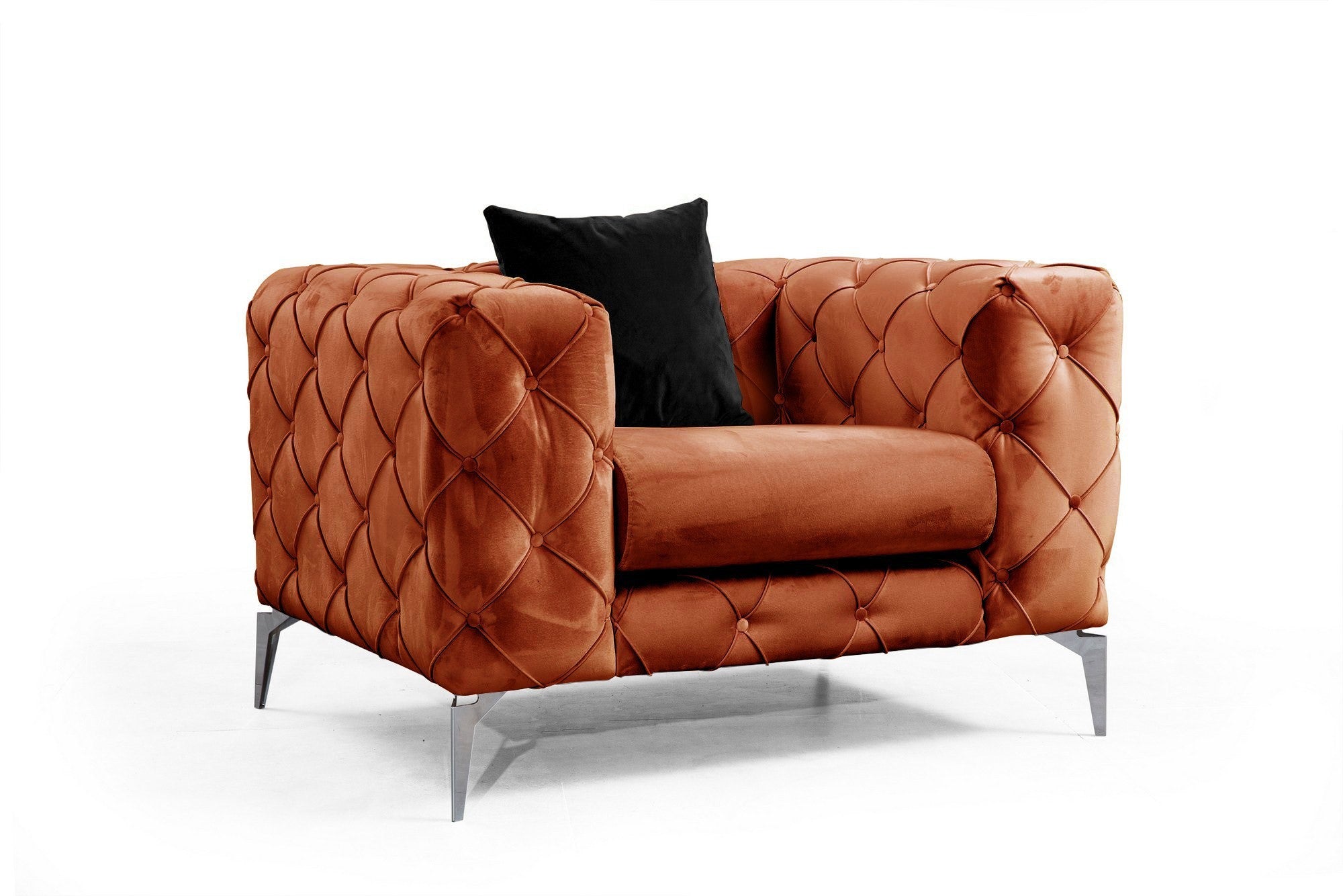 Poltrona – 108 cm x 70 cm x 90 cm – Laranja – Madeira de faia e Aglomerado