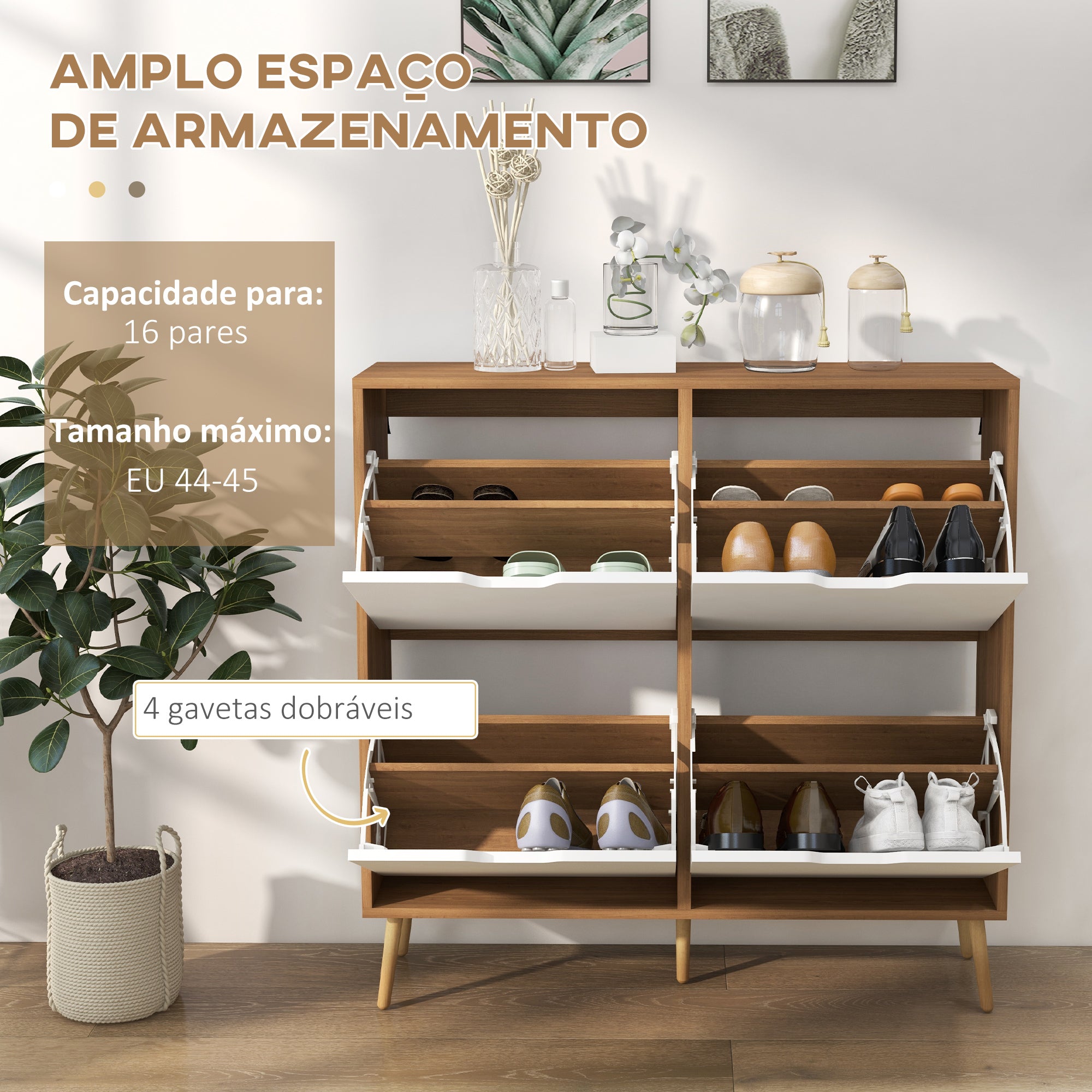Sapateira – 95x26x95 cm – Branco – Madeira