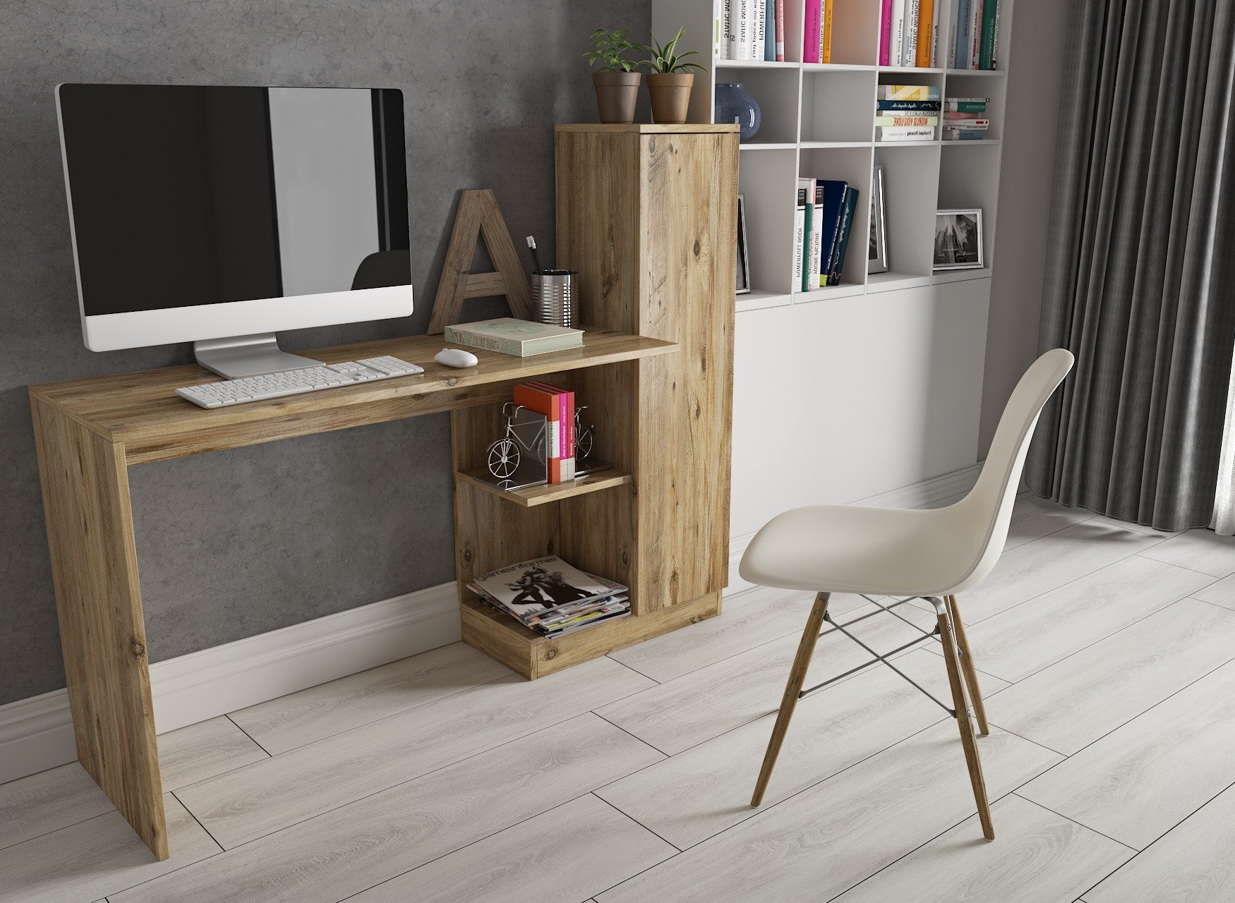 Secretária de Estudo Atlantic Pine 120cm - Melamina Resistente 18mm