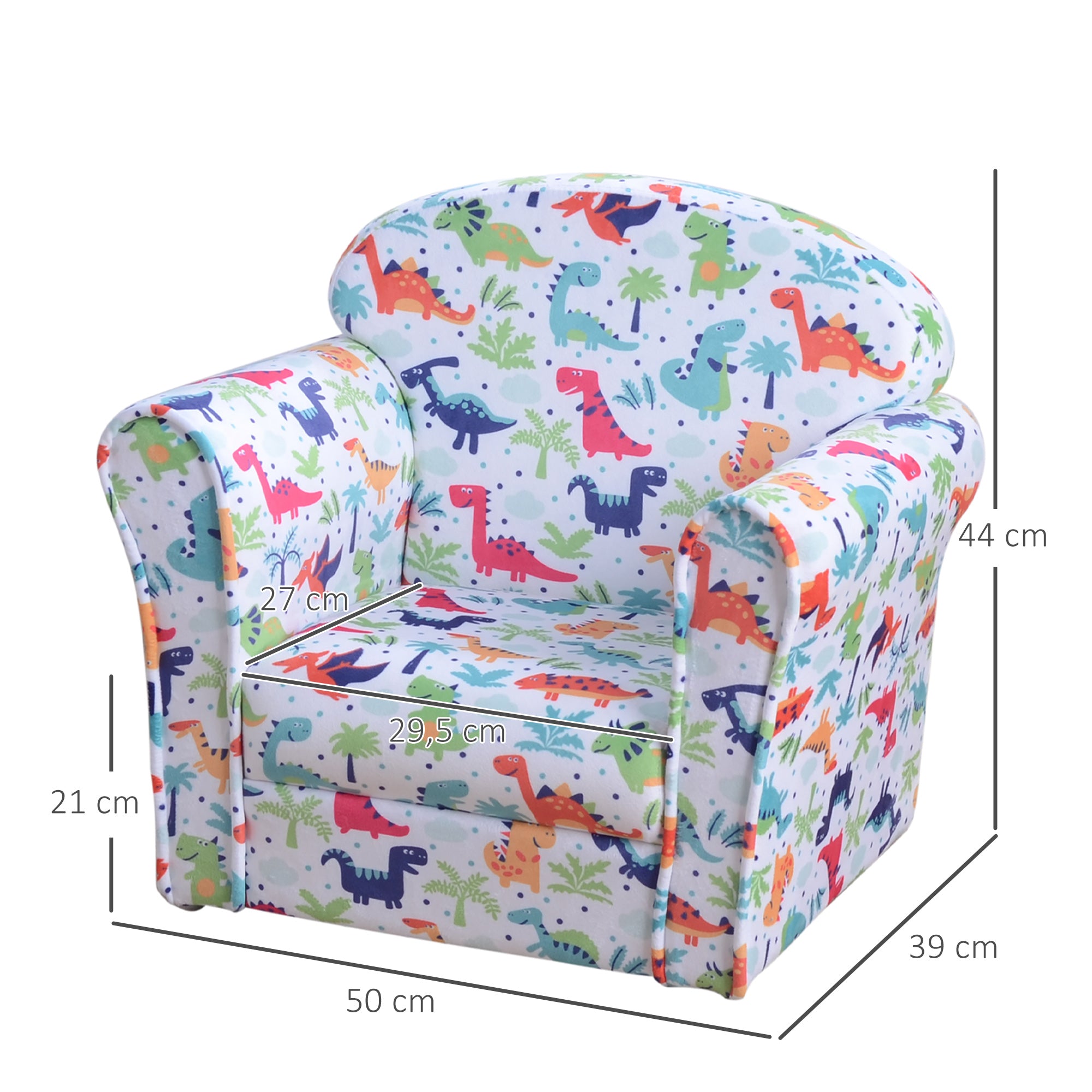 Poltrona Infantil Multicor 50x39x44 cm - Estrutura de Madeira e Estofado em Flanela