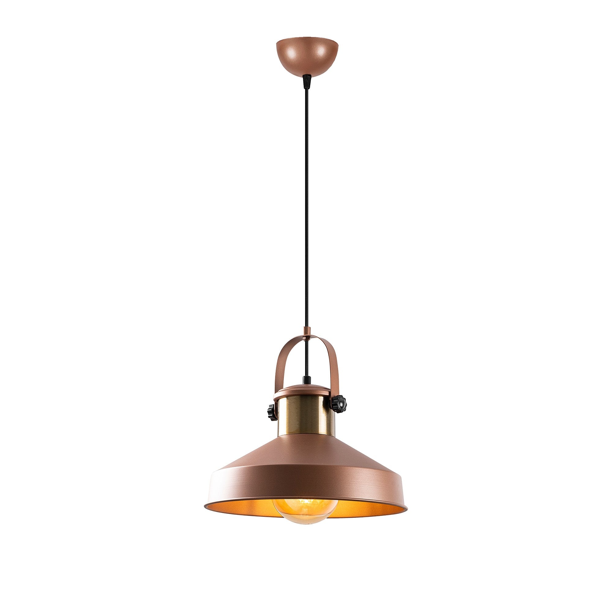 Candeeiro de Teto – 35 x 35 cm, altura 134 cm – Cobre – Metal