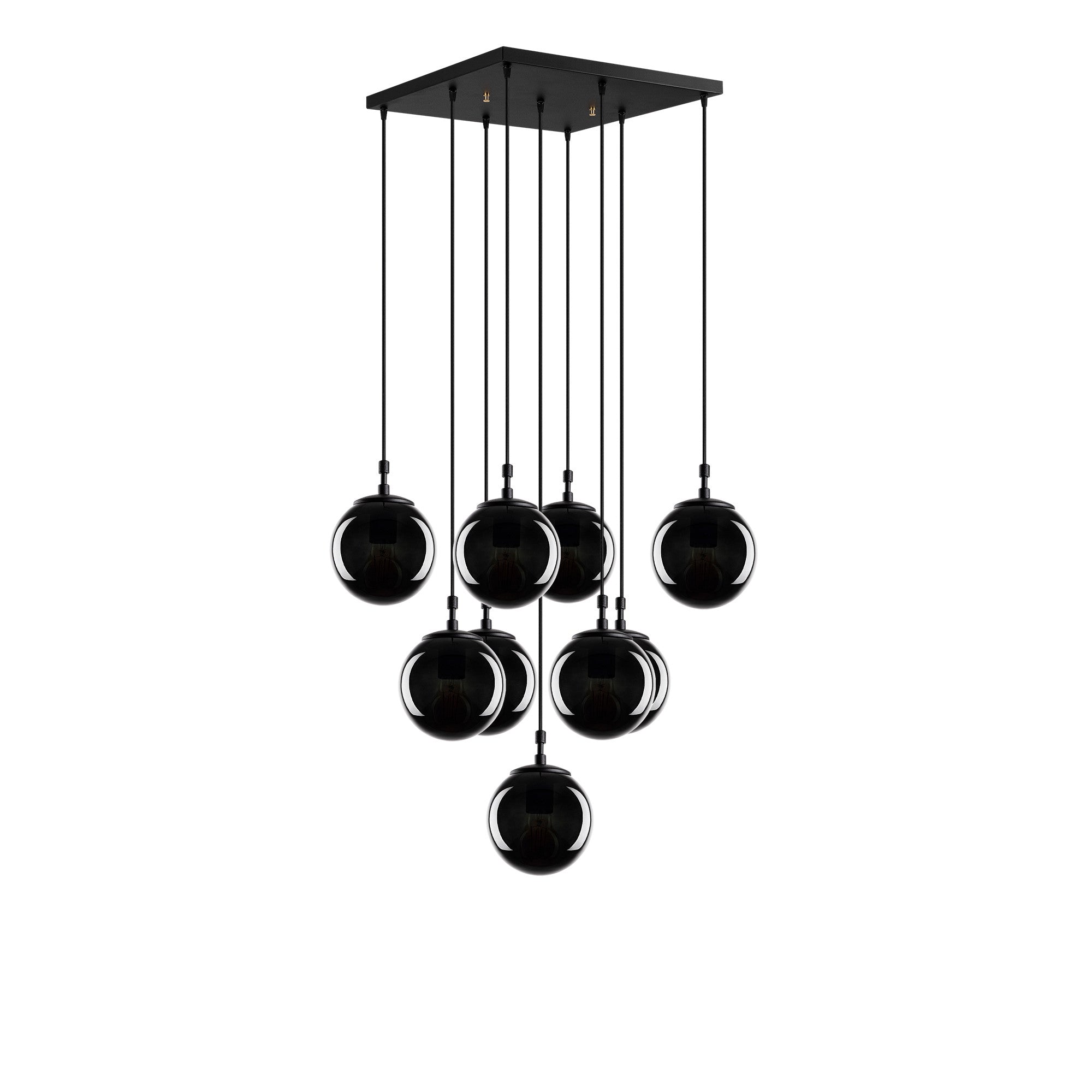 Candeeiro de Teto – 78 x 78 cm – Preto e Fumado – Ferro