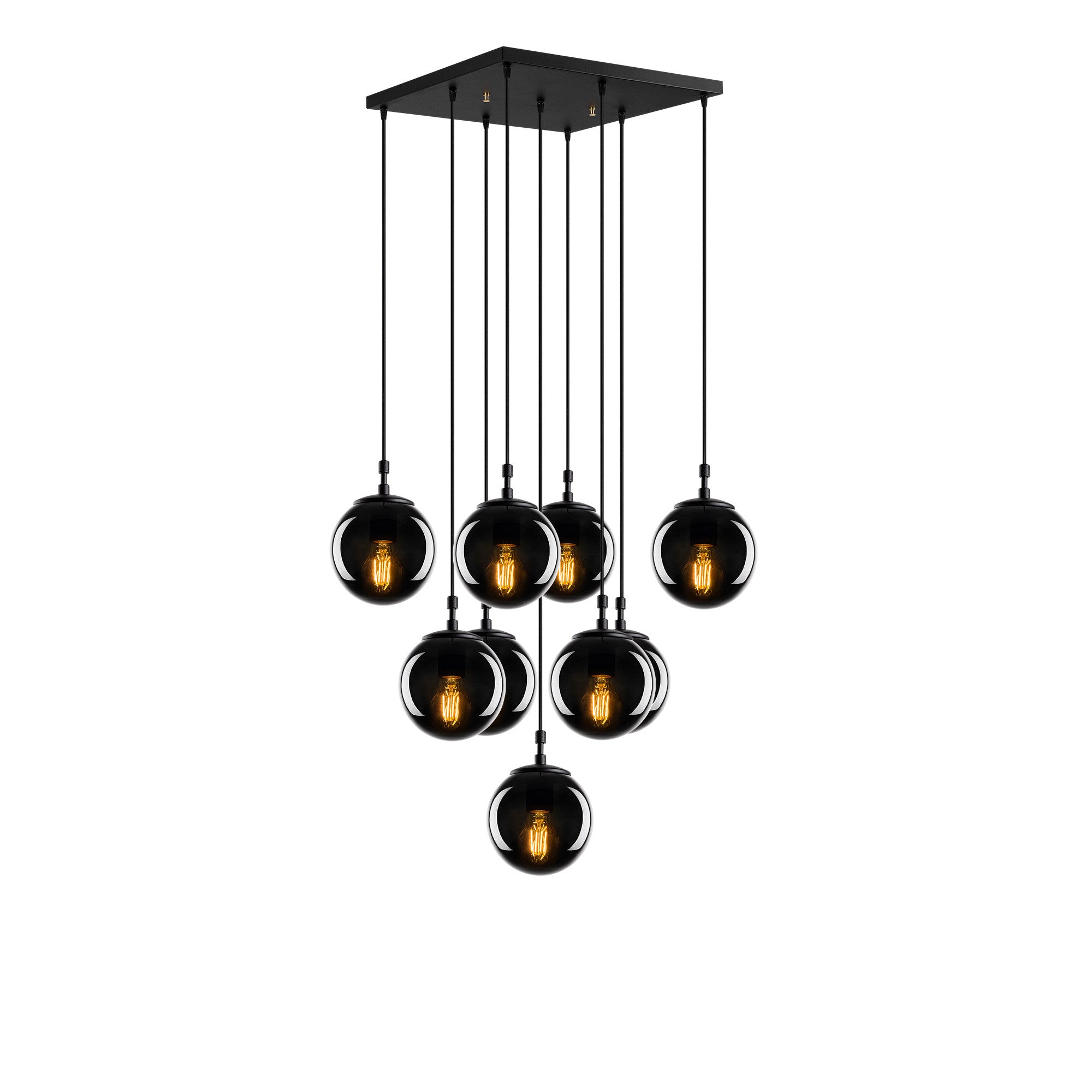 Candeeiro de Teto – 78 x 78 cm – Preto e Fumado – Ferro