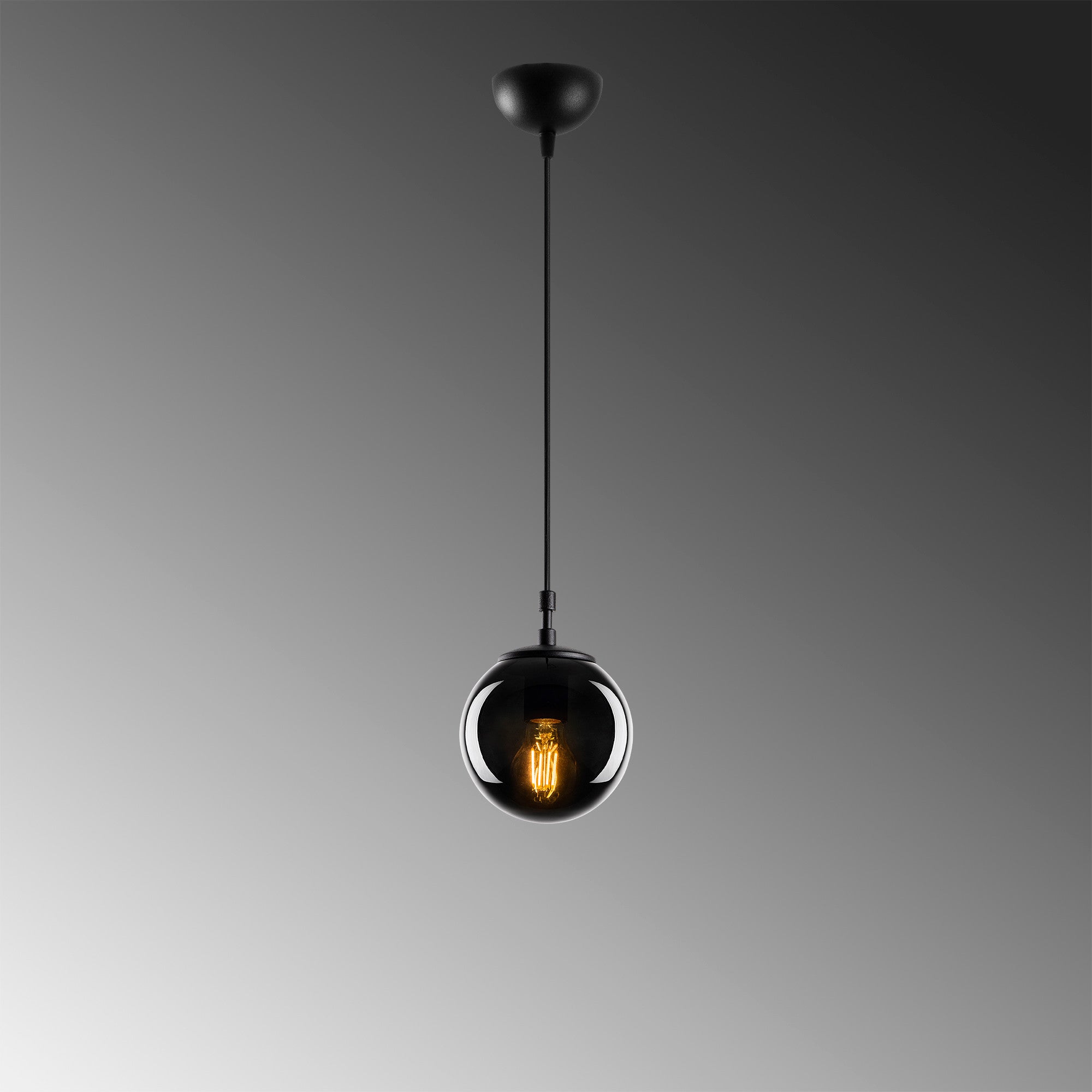 Candeeiro de Teto – 15x15 cm – Preto e Fumê – Metal