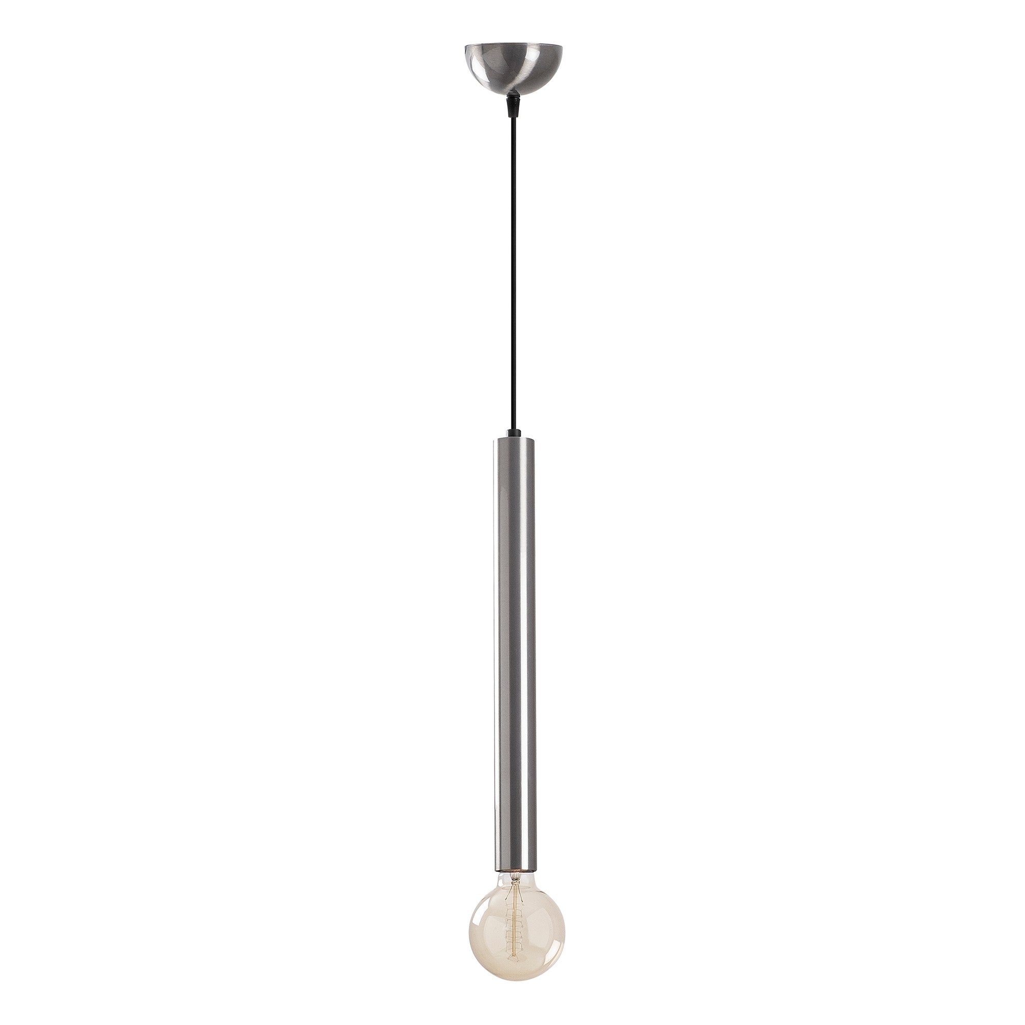 Candeeiro de Teto – Altura Ajustável 139 cm – Prateado – Metal