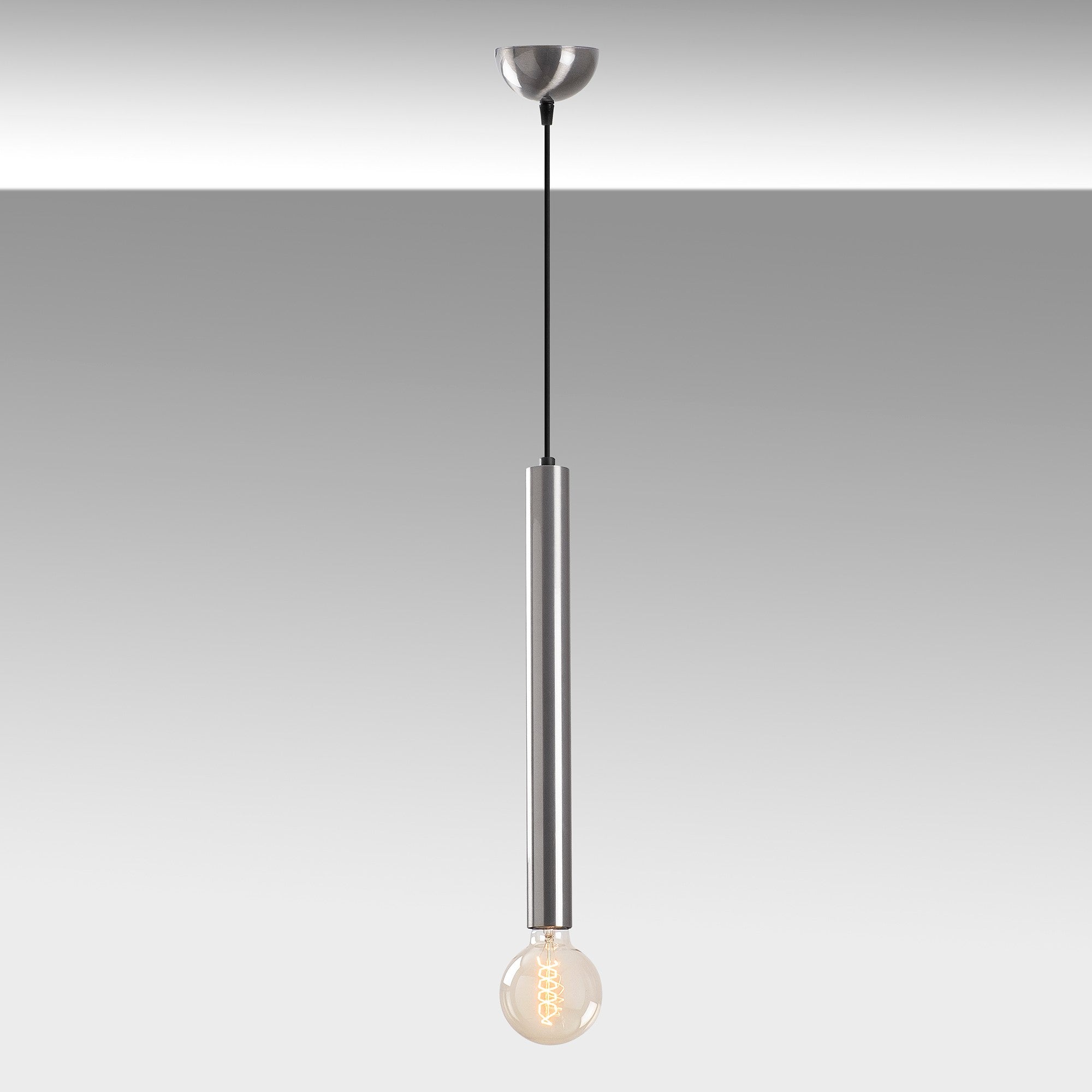 Candeeiro de Teto – Altura Ajustável 139 cm – Prateado – Metal