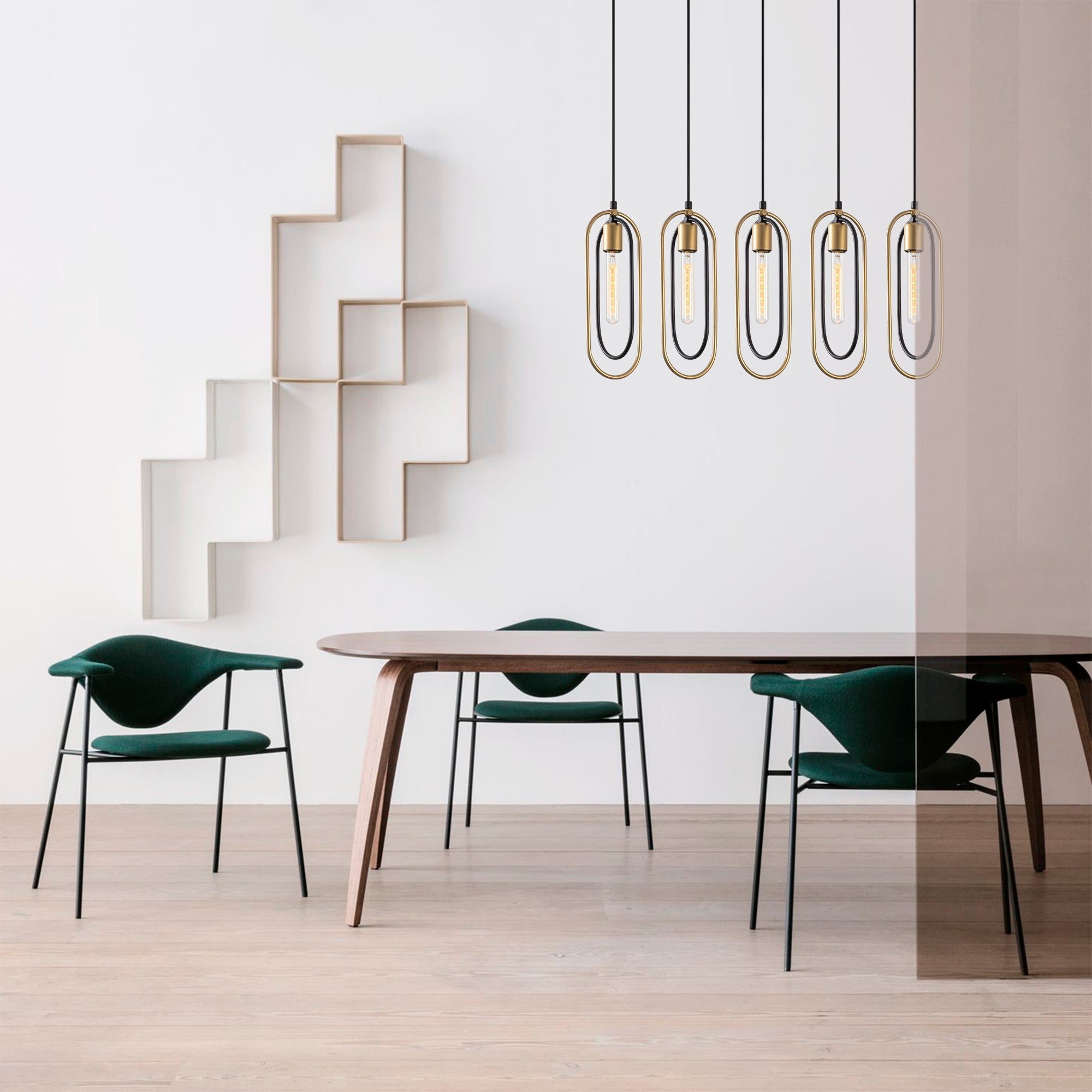 Candeeiro de Teto moderno – 132 cm de altura – preto e dourado – metal