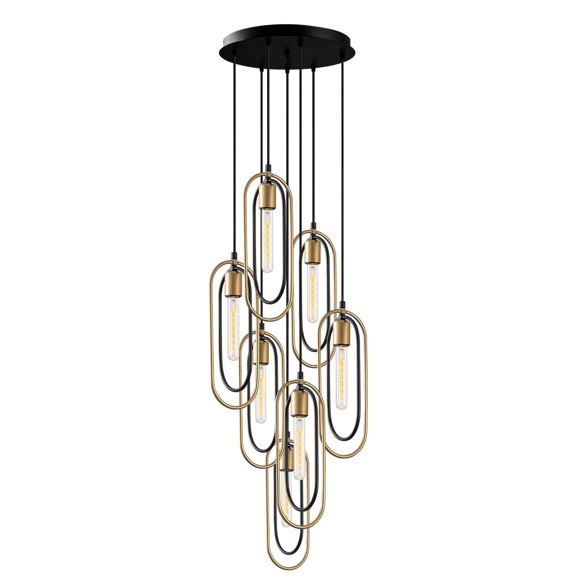 Candeeiro de Teto moderno – 48 x 48 cm – preto e dourado – metal