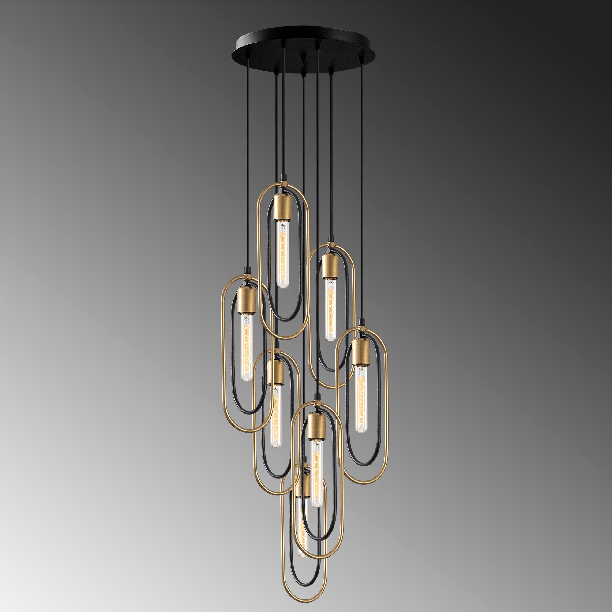 Candeeiro de Teto moderno – 48 x 48 cm – preto e dourado – metal