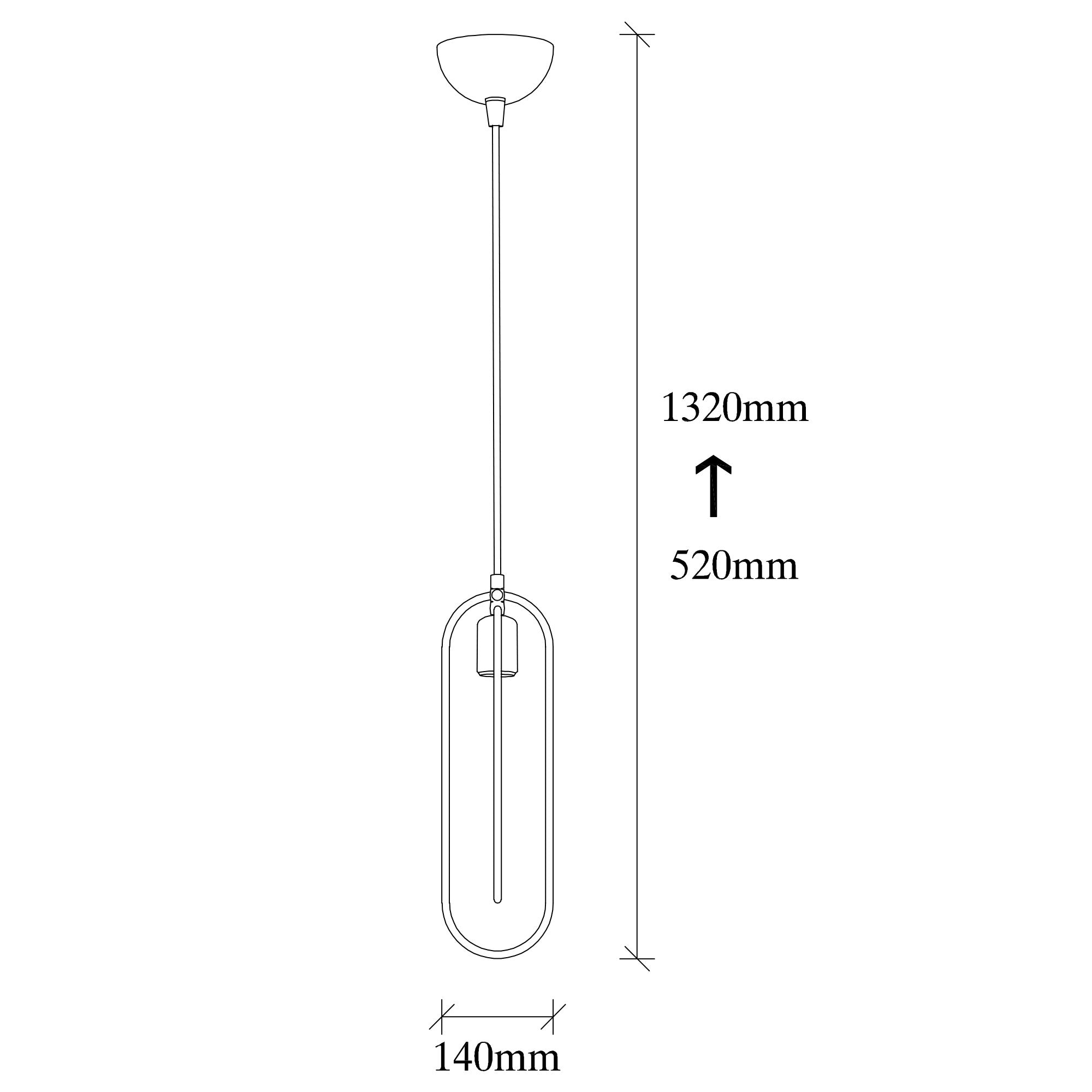 Candeeiro de Teto moderno – 132 cm de altura – Preto e dourado – Metal