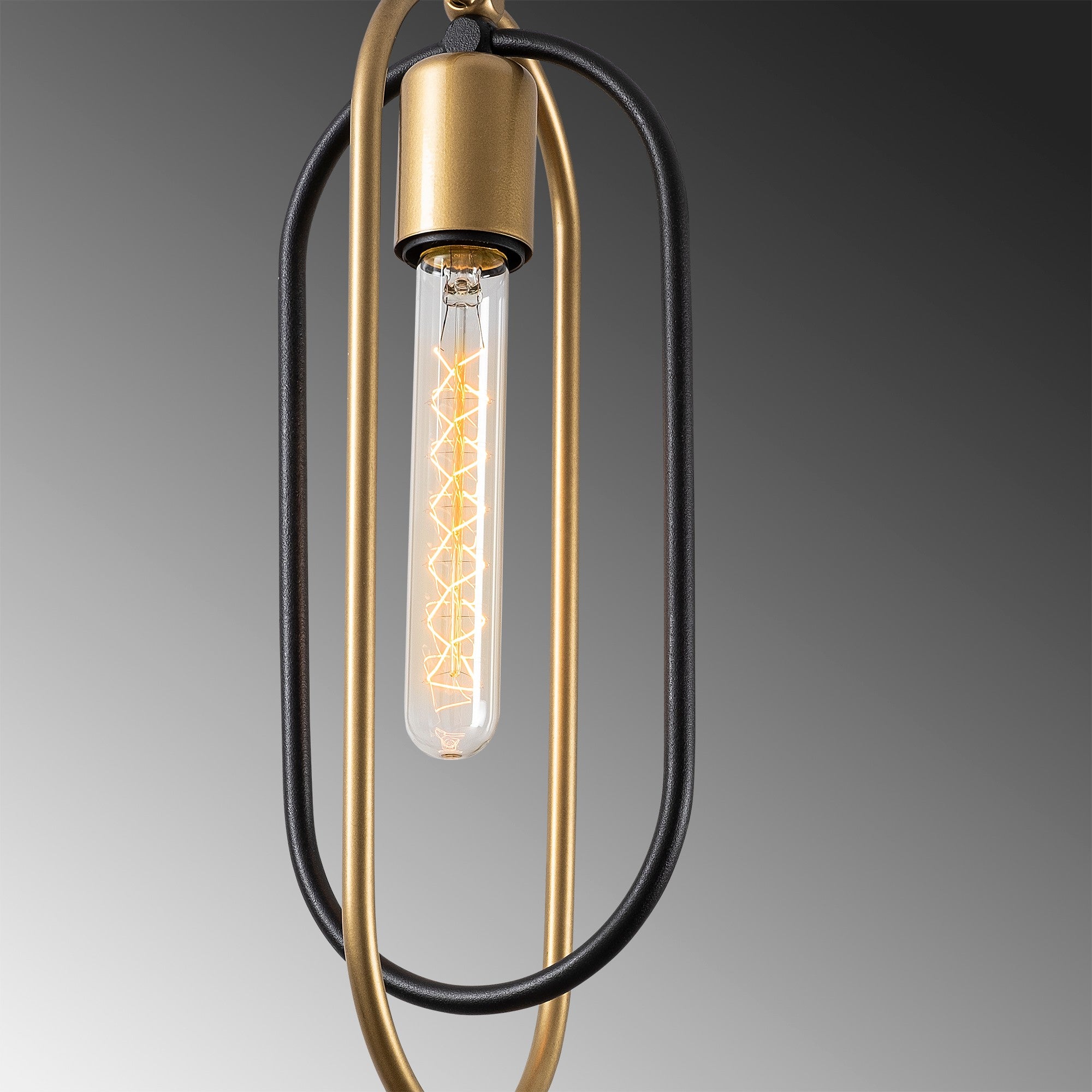 Candeeiro de Teto moderno – 132 cm de altura – Preto e dourado – Metal