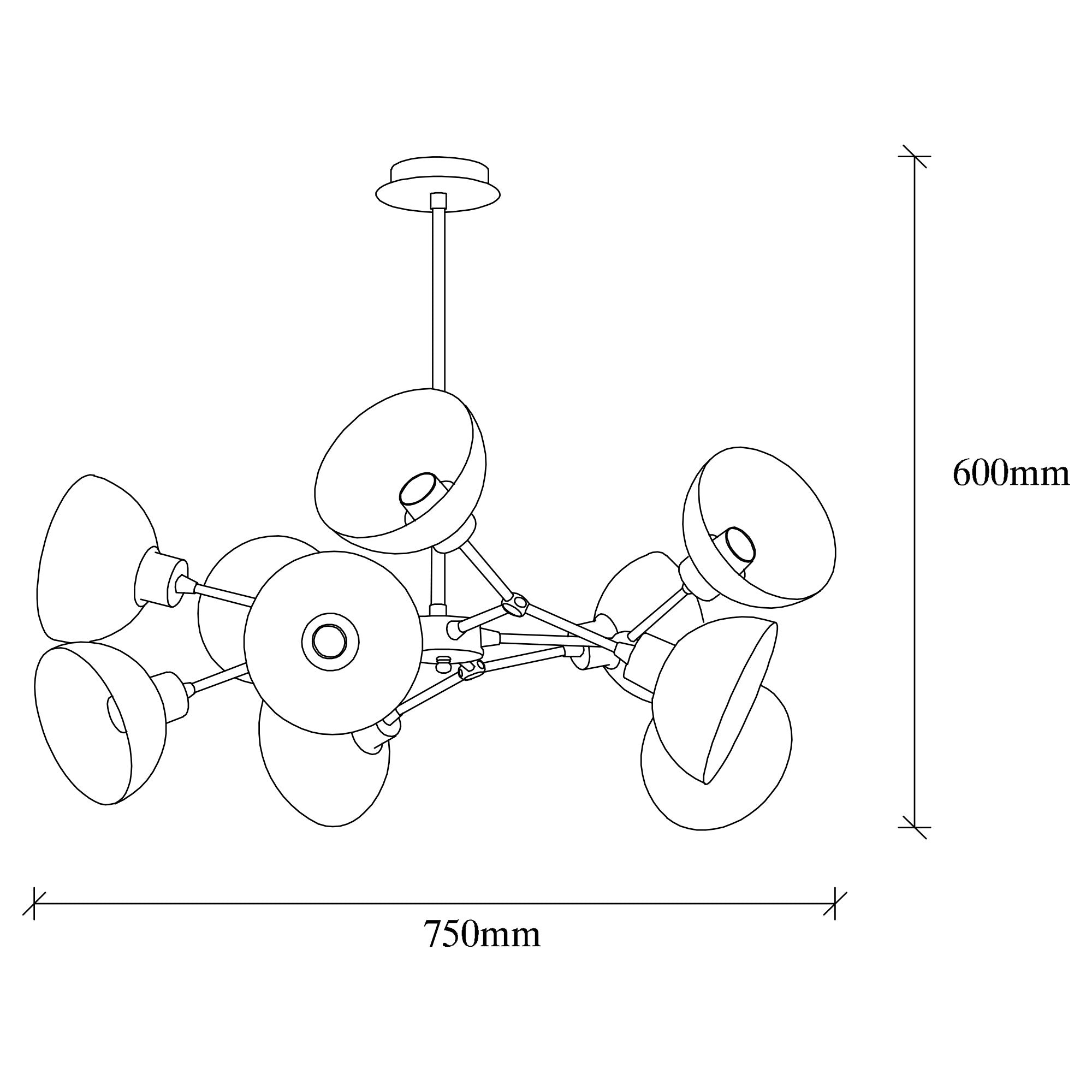 Candeeiro de Teto Vintage Glam – 75 x 75 cm – Cor vintage – Metal