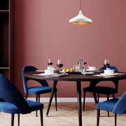 Candeeiro de Teto – 36x36 cm, Altura 118 cm – Branco e Vermelho – Metal