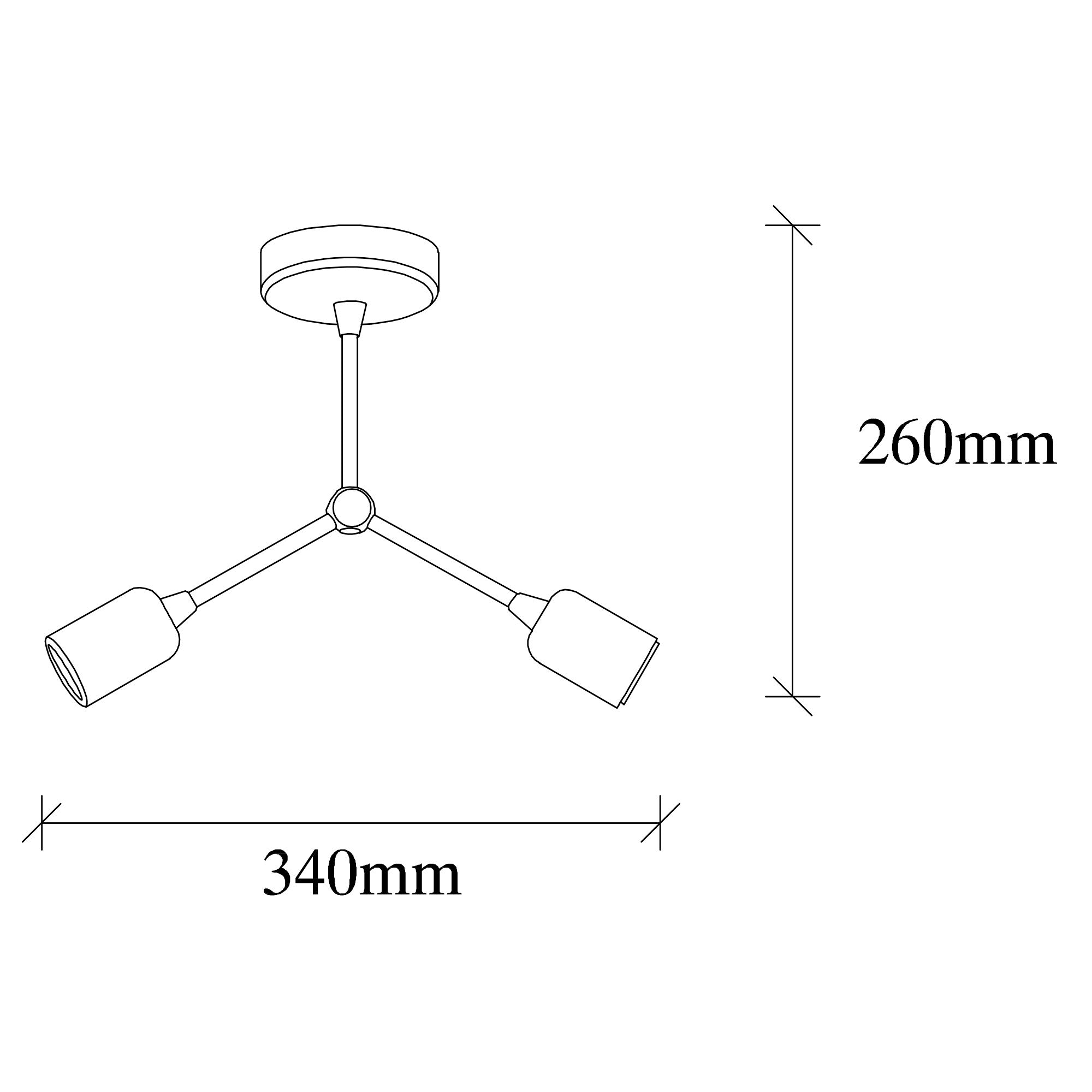 Candeeiro de Teto – 34 x 10 cm – Preto – Metal