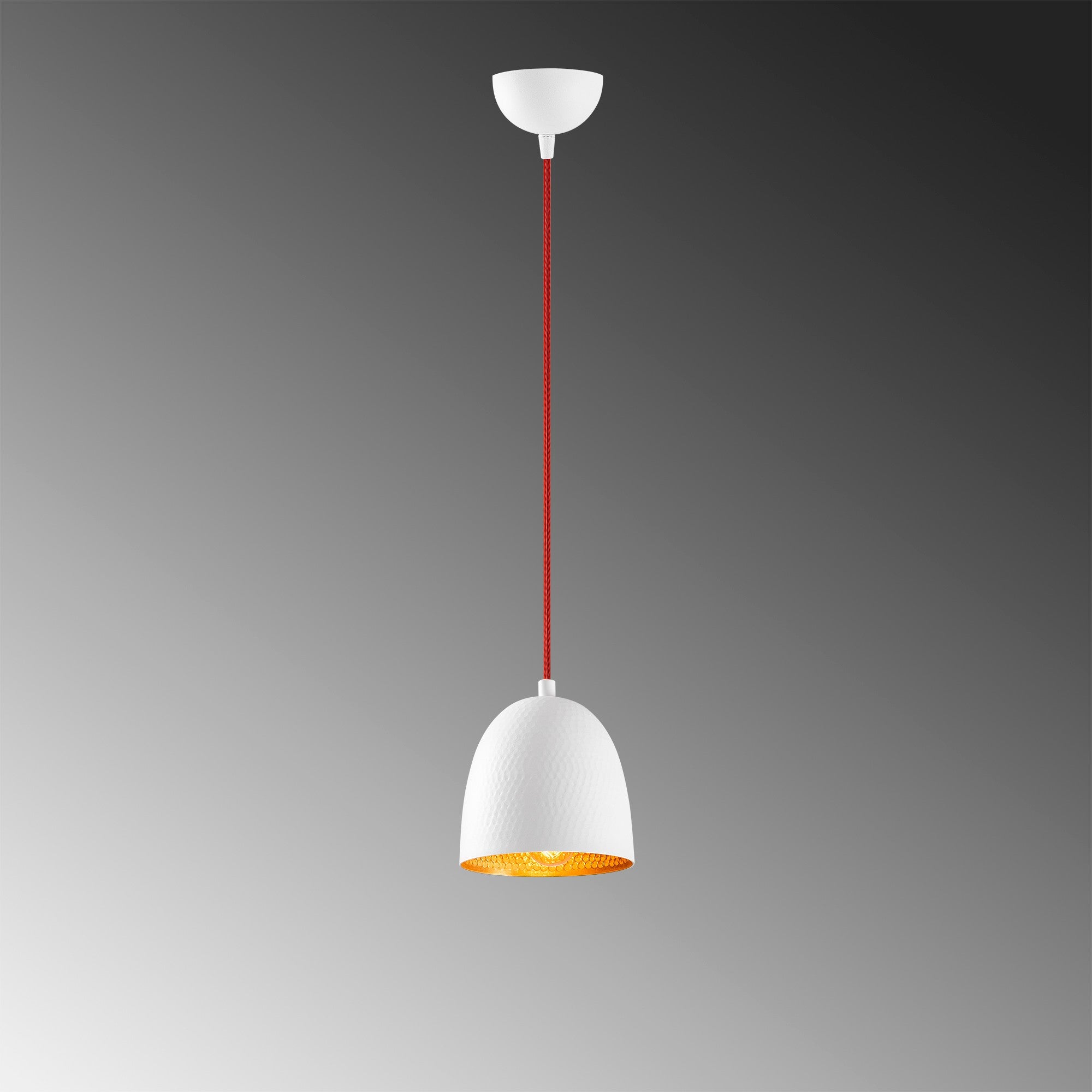 Candeeiro de Teto – 16 x 16 cm – Branco e Vermelho – Metal