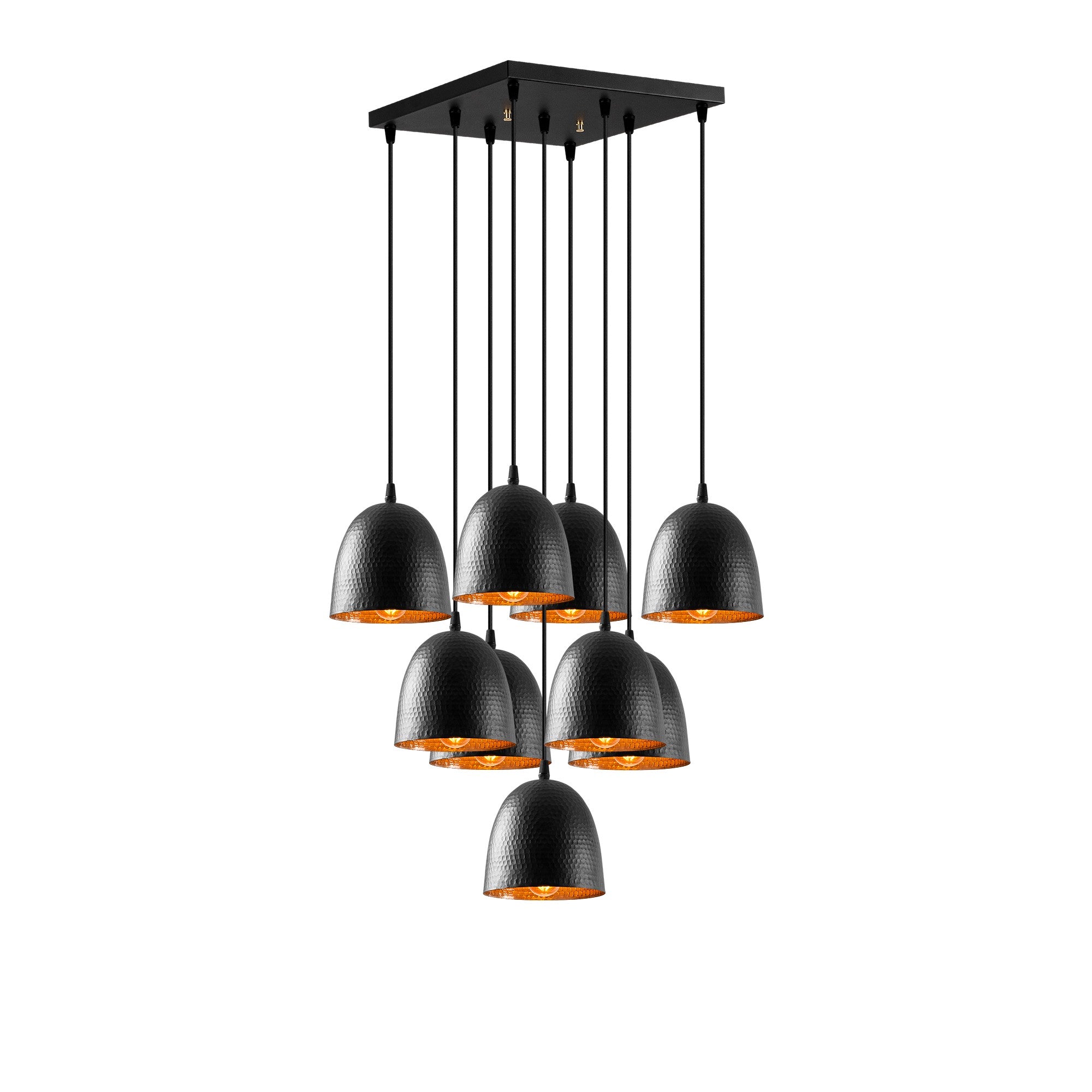 Candeeiro de Teto Industrial Moderno – 61 x 61 cm – Preto – Metal