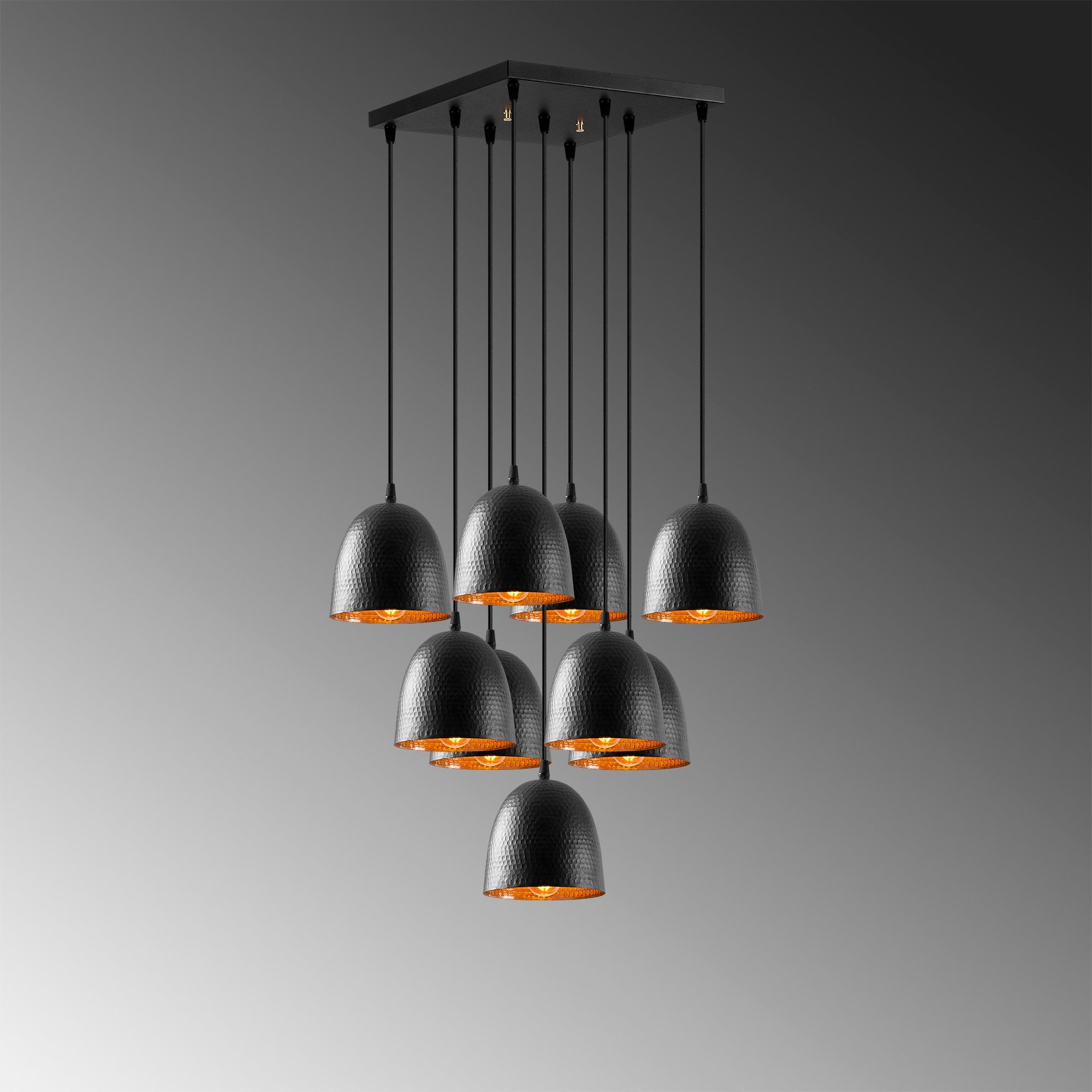 Candeeiro de Teto Industrial Moderno – 61 x 61 cm – Preto – Metal