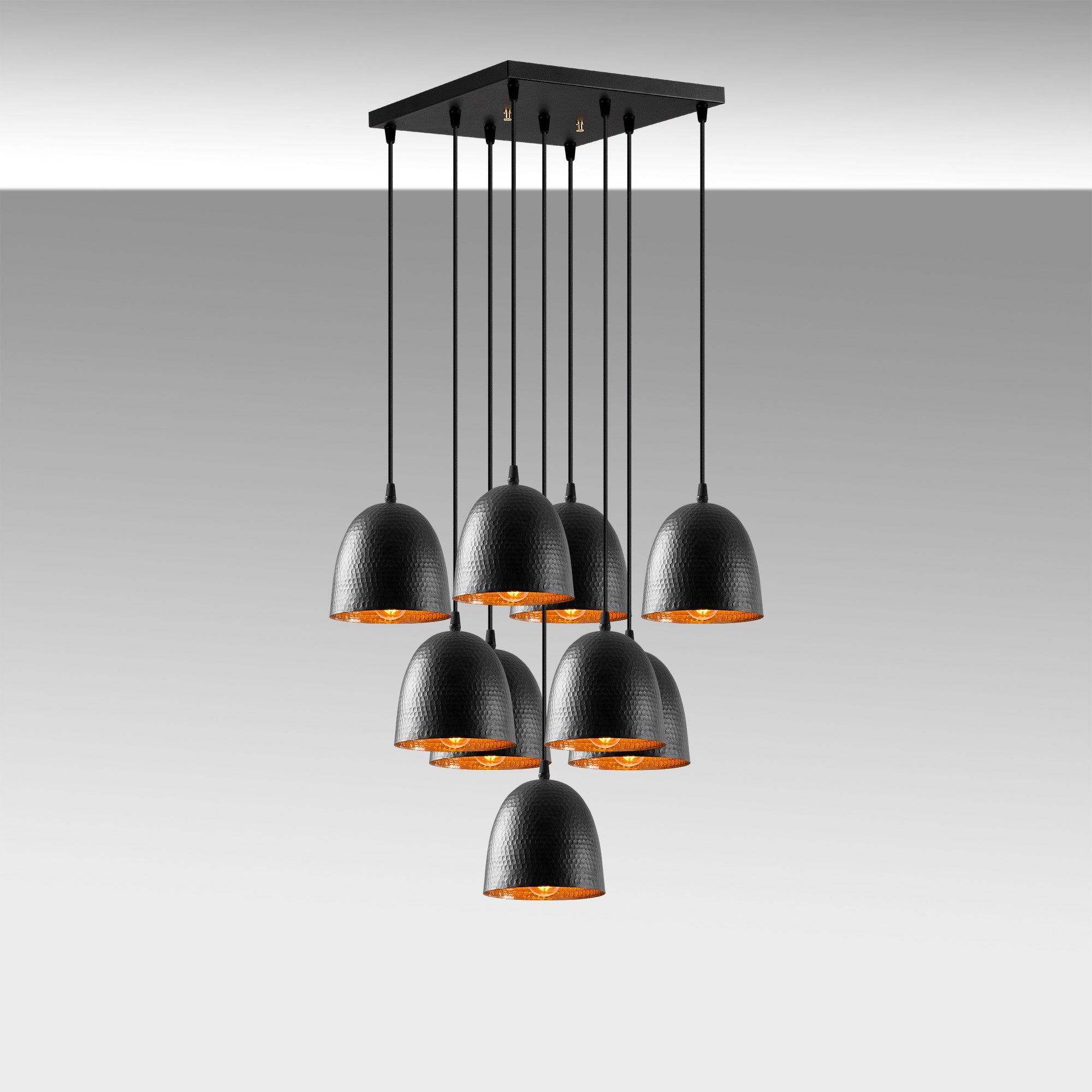 Candeeiro de Teto Industrial Moderno – 61 x 61 cm – Preto – Metal