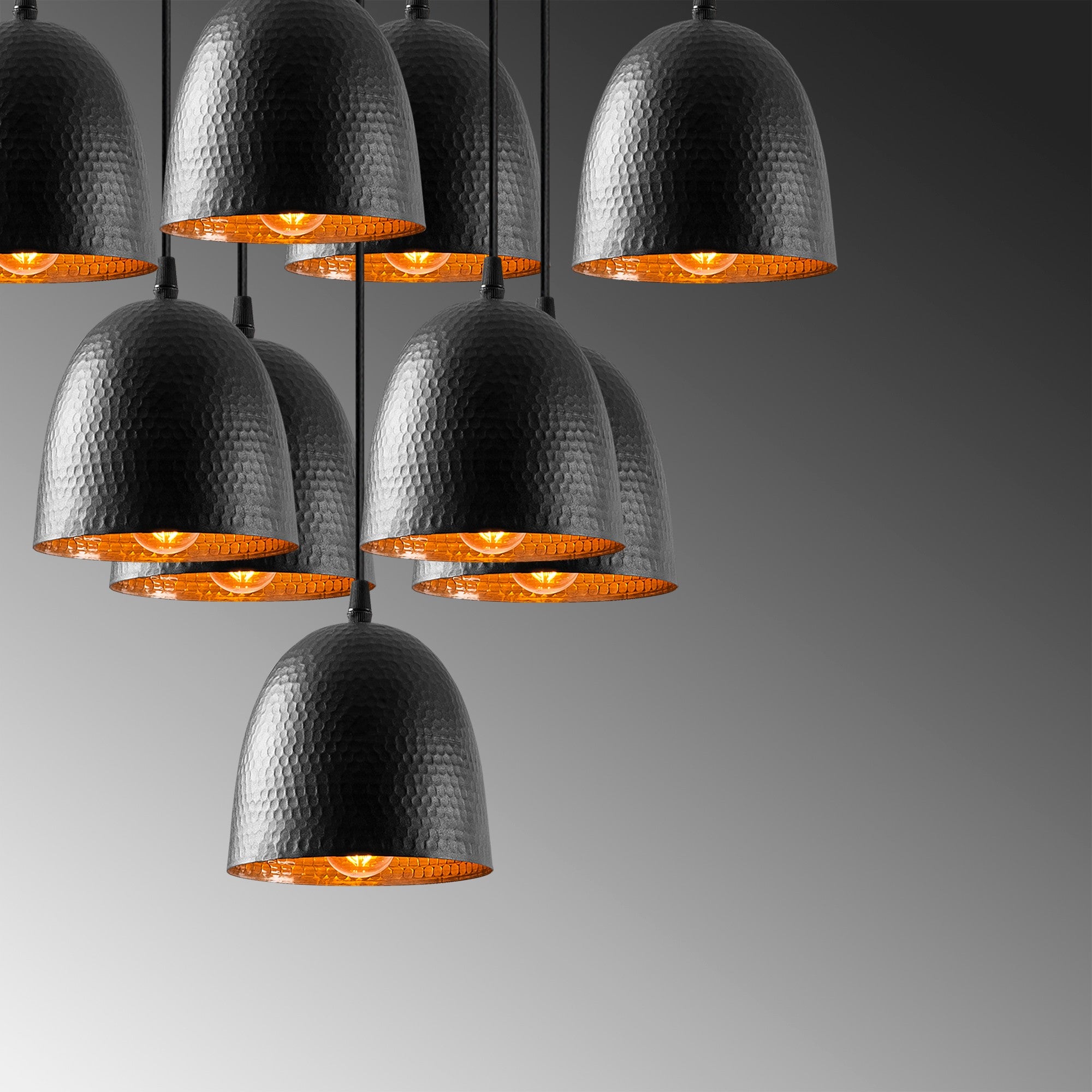 Candeeiro de Teto Industrial Moderno – 61 x 61 cm – Preto – Metal