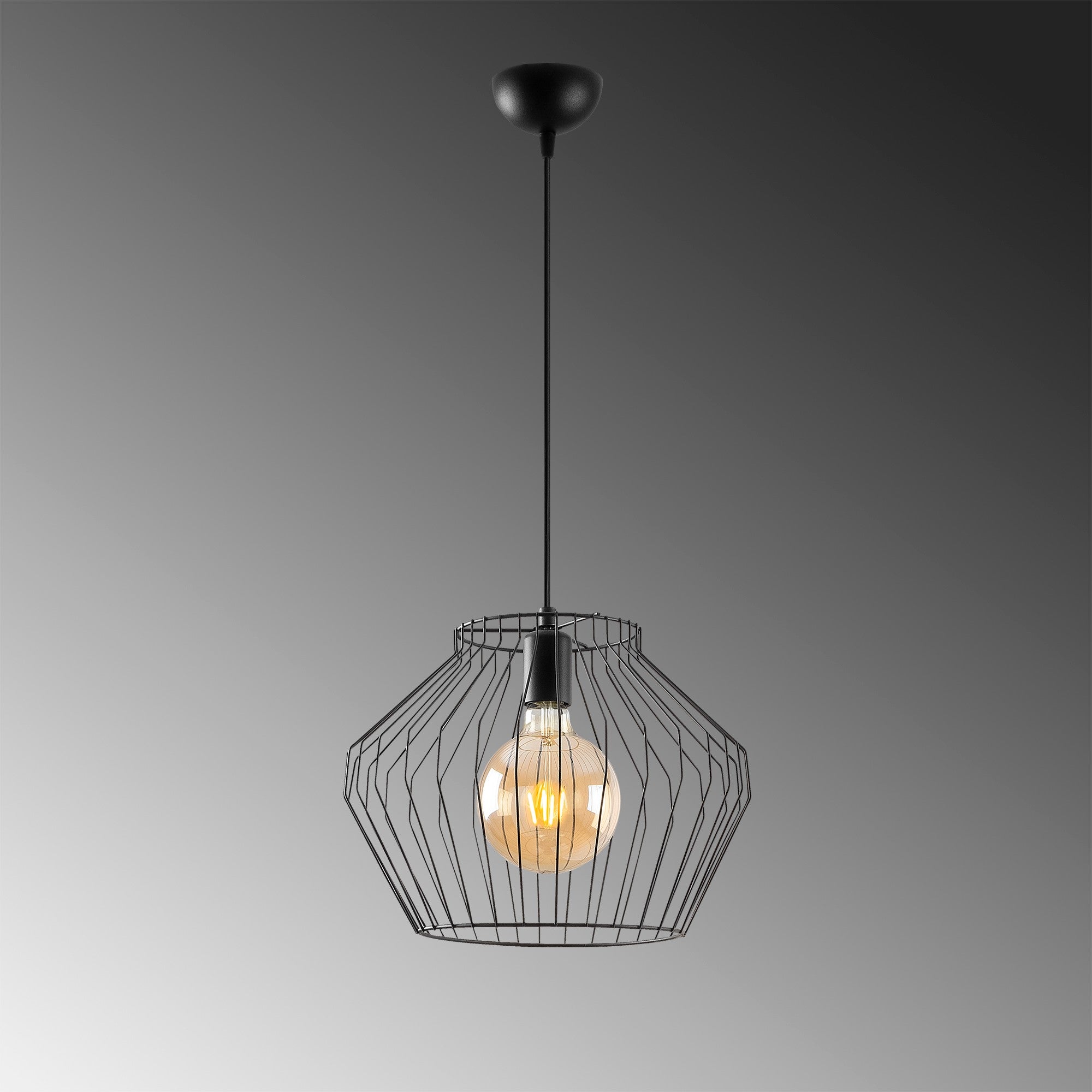 Candeeiro de Teto Industrial – 35 x 35 cm – Preto – Metal