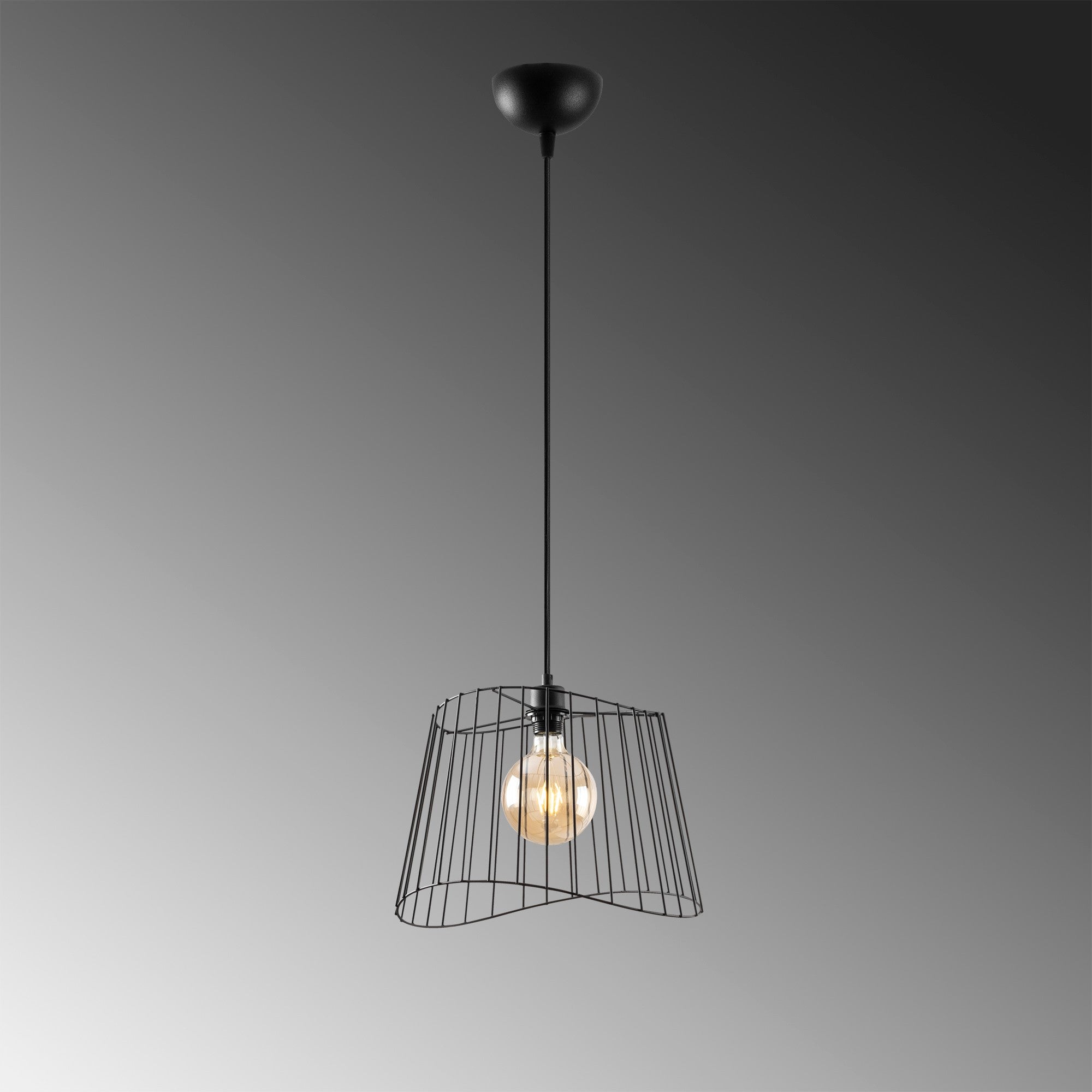 Candeeiro de Teto Industrial – Altura Ajustável 46-126 cm – Preto – Corpo em Metal