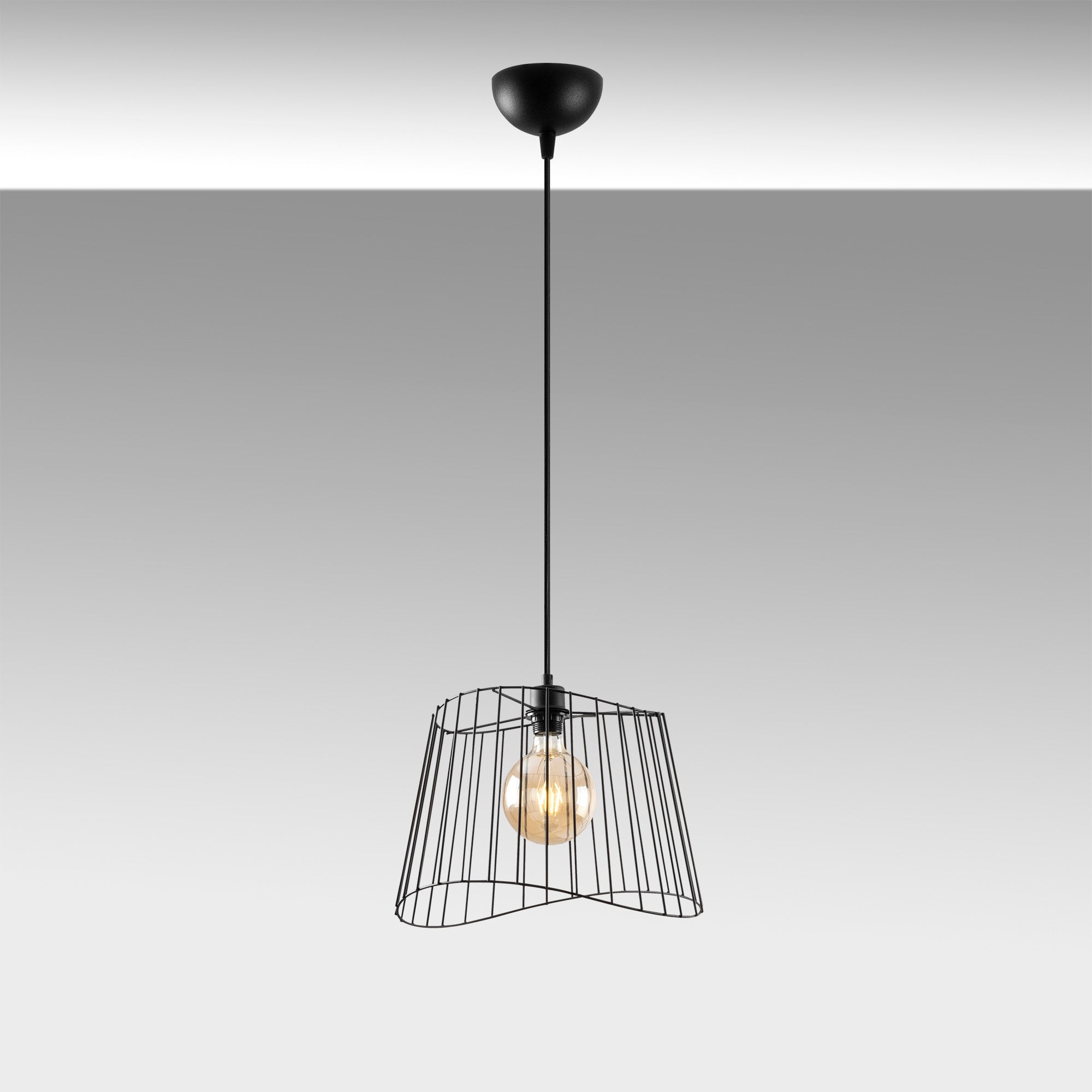 Candeeiro de Teto Industrial – Altura Ajustável 46-126 cm – Preto – Corpo em Metal