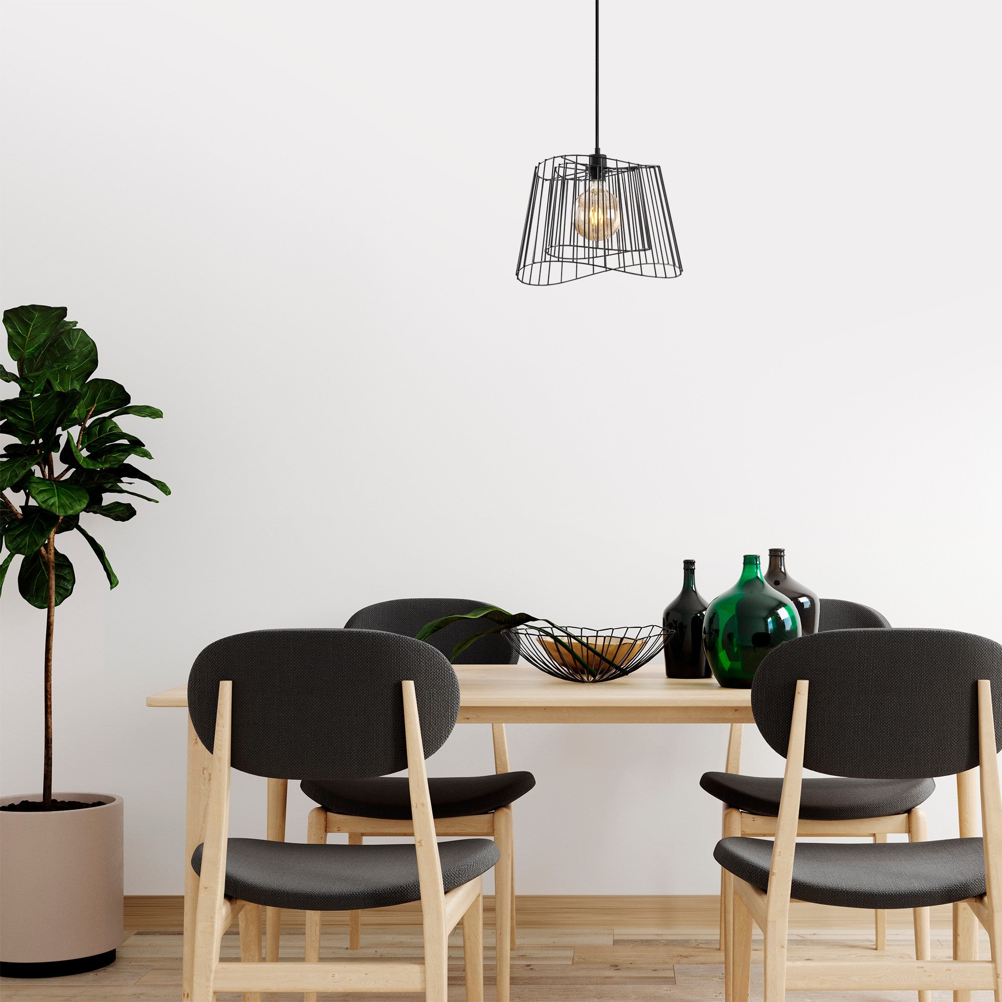 Candeeiro de Teto Industrial – Altura Ajustável 46-126 cm – Preto – Metal