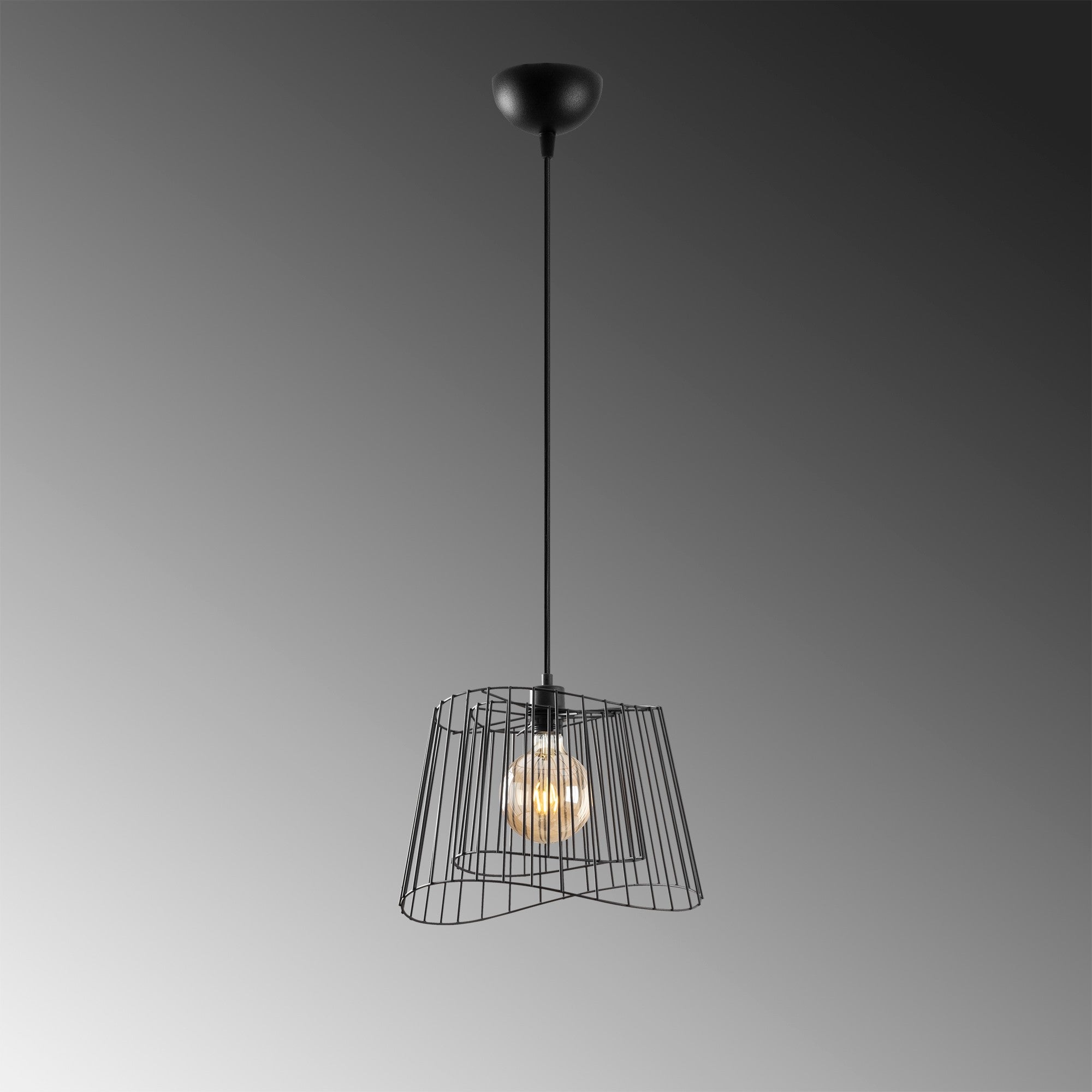 Candeeiro de Teto Industrial – Altura Ajustável 46-126 cm – Preto – Metal