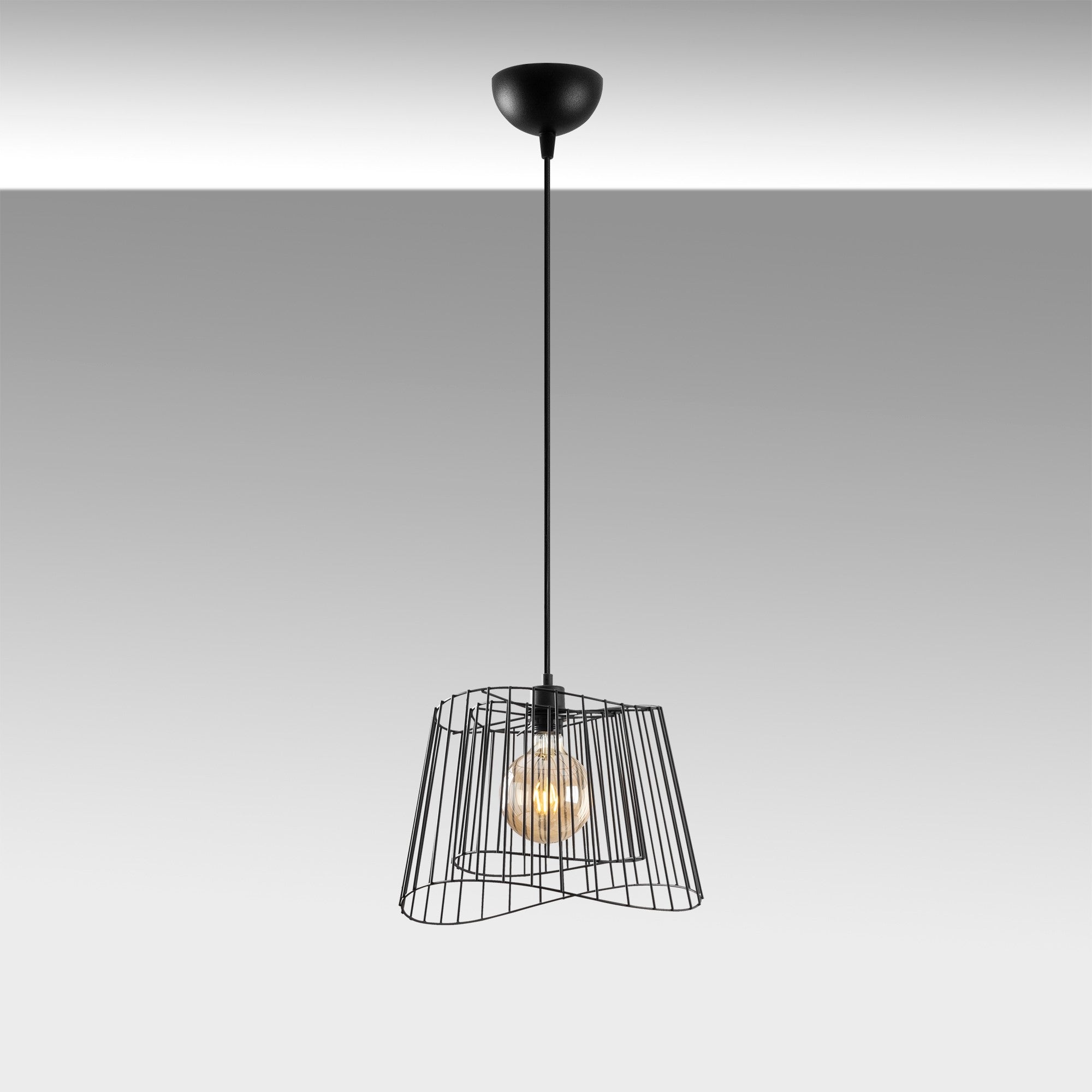 Candeeiro de Teto Industrial – Altura Ajustável 46-126 cm – Preto – Metal