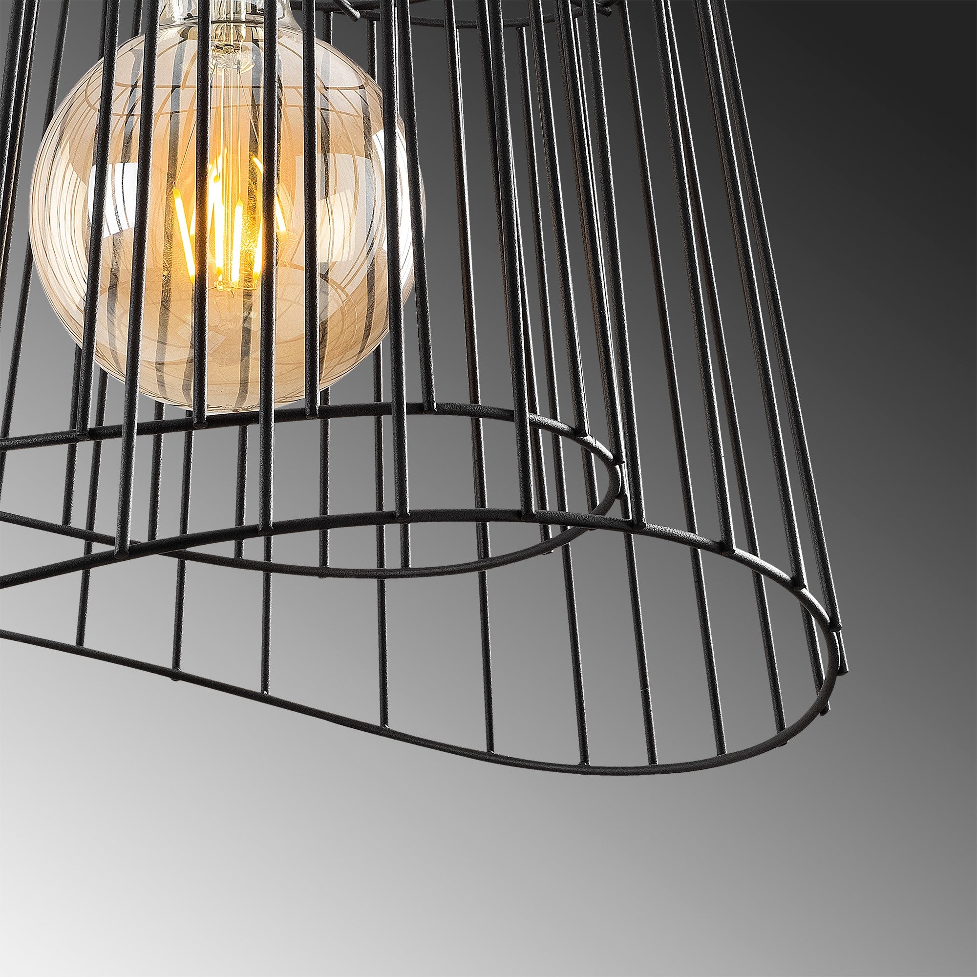 Candeeiro de Teto Industrial – Altura Ajustável 46-126 cm – Preto – Metal