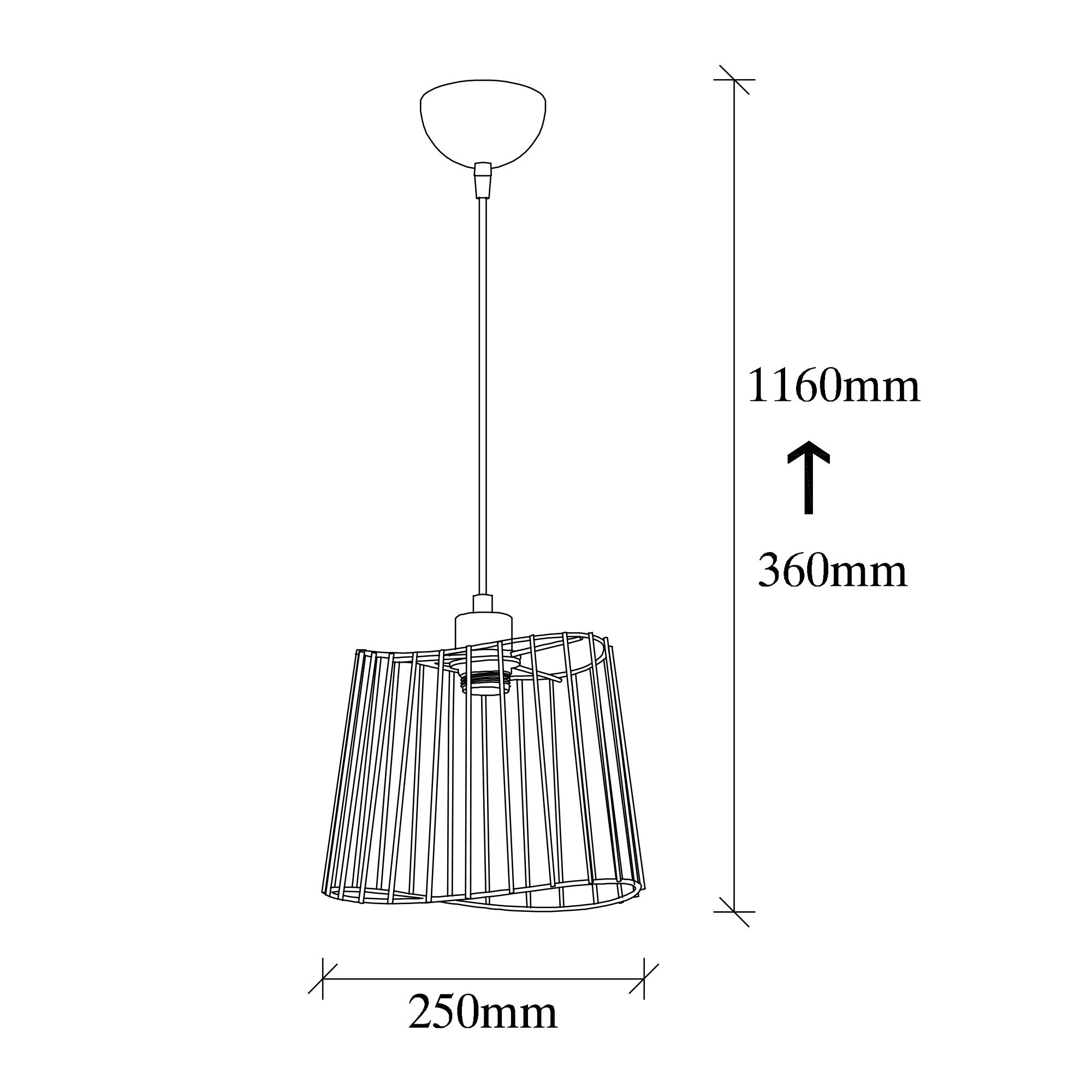 Candeeiro de Teto Industrial – Altura Ajustável 36-116 cm – Preto – Metal
