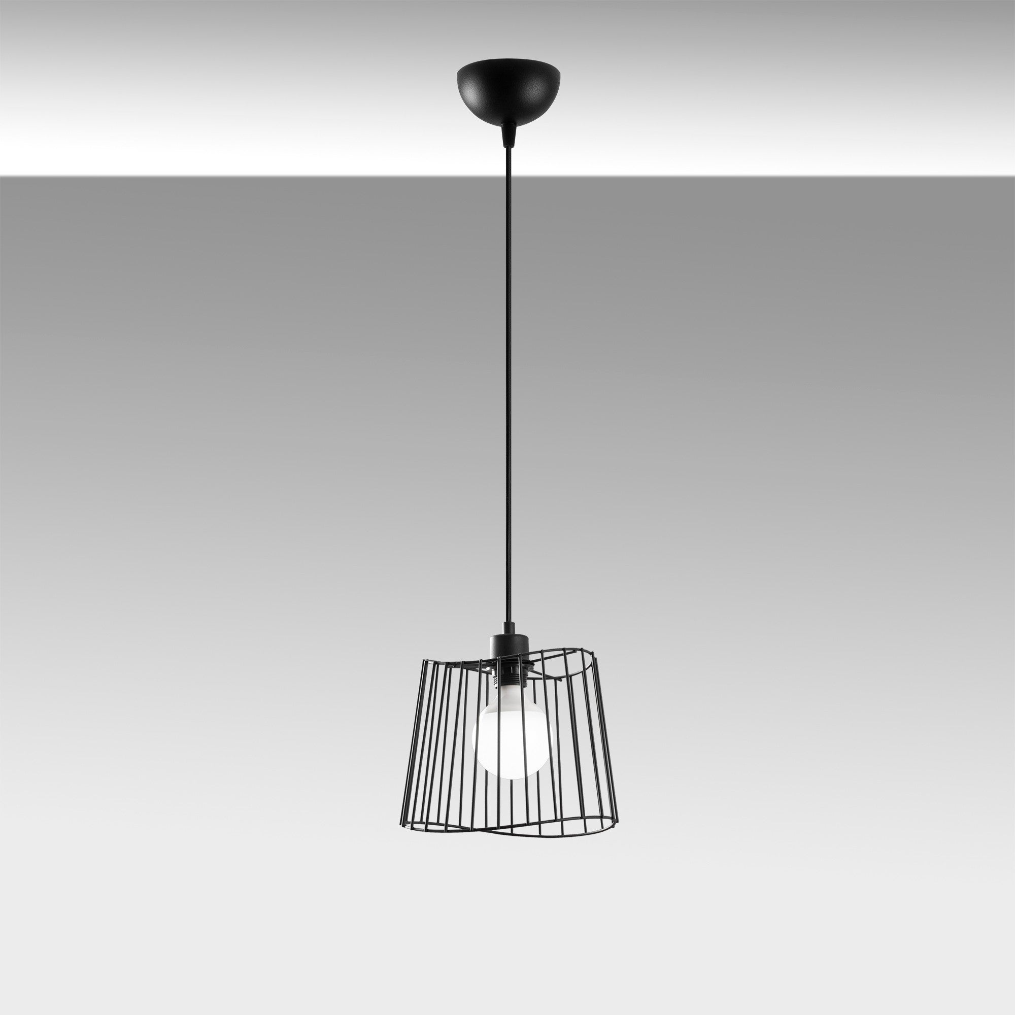 Candeeiro de Teto Industrial – Altura Ajustável 36-116 cm – Preto – Metal