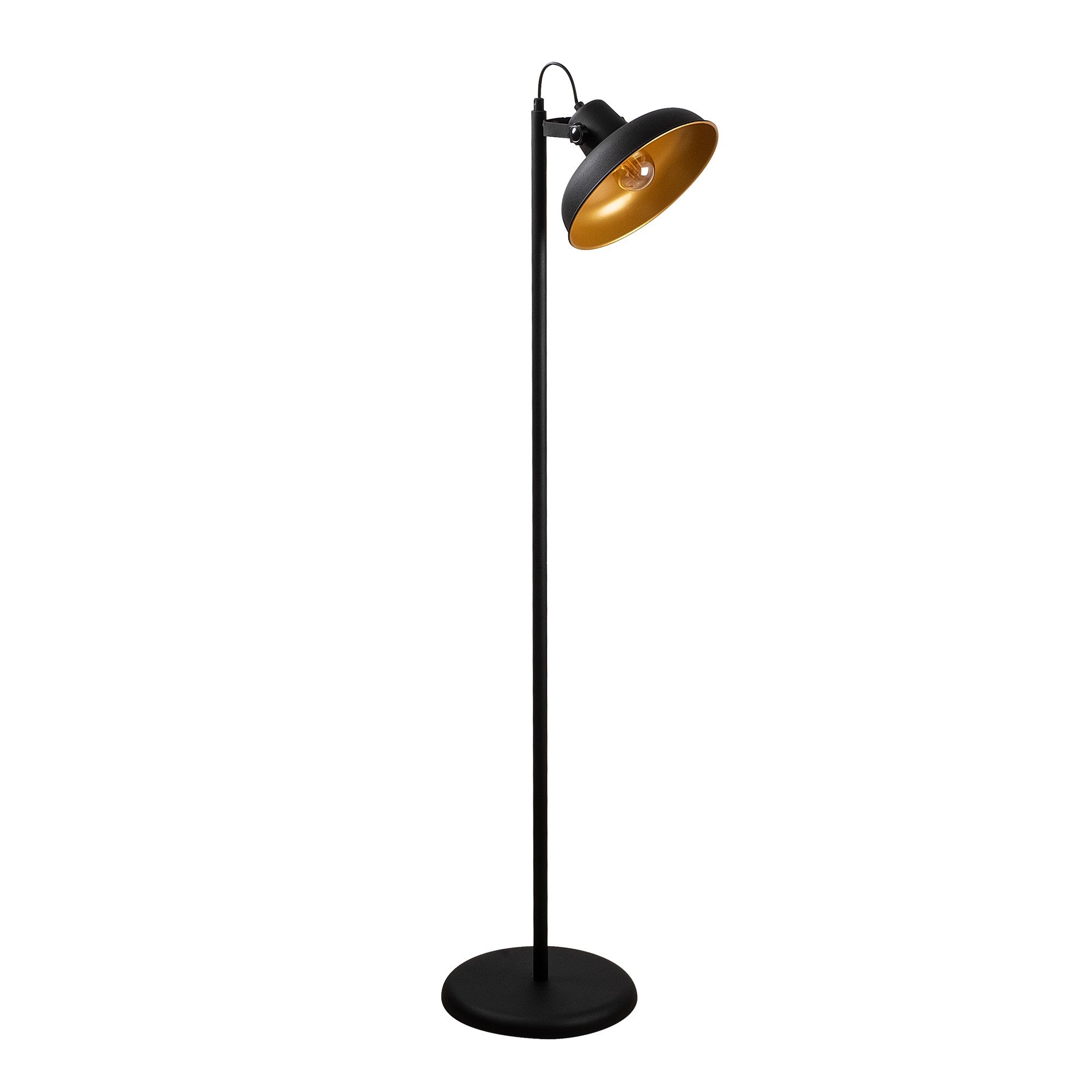 Candeeiro de Pé – 145 cm de Altura – Preto e Dourado – Metal