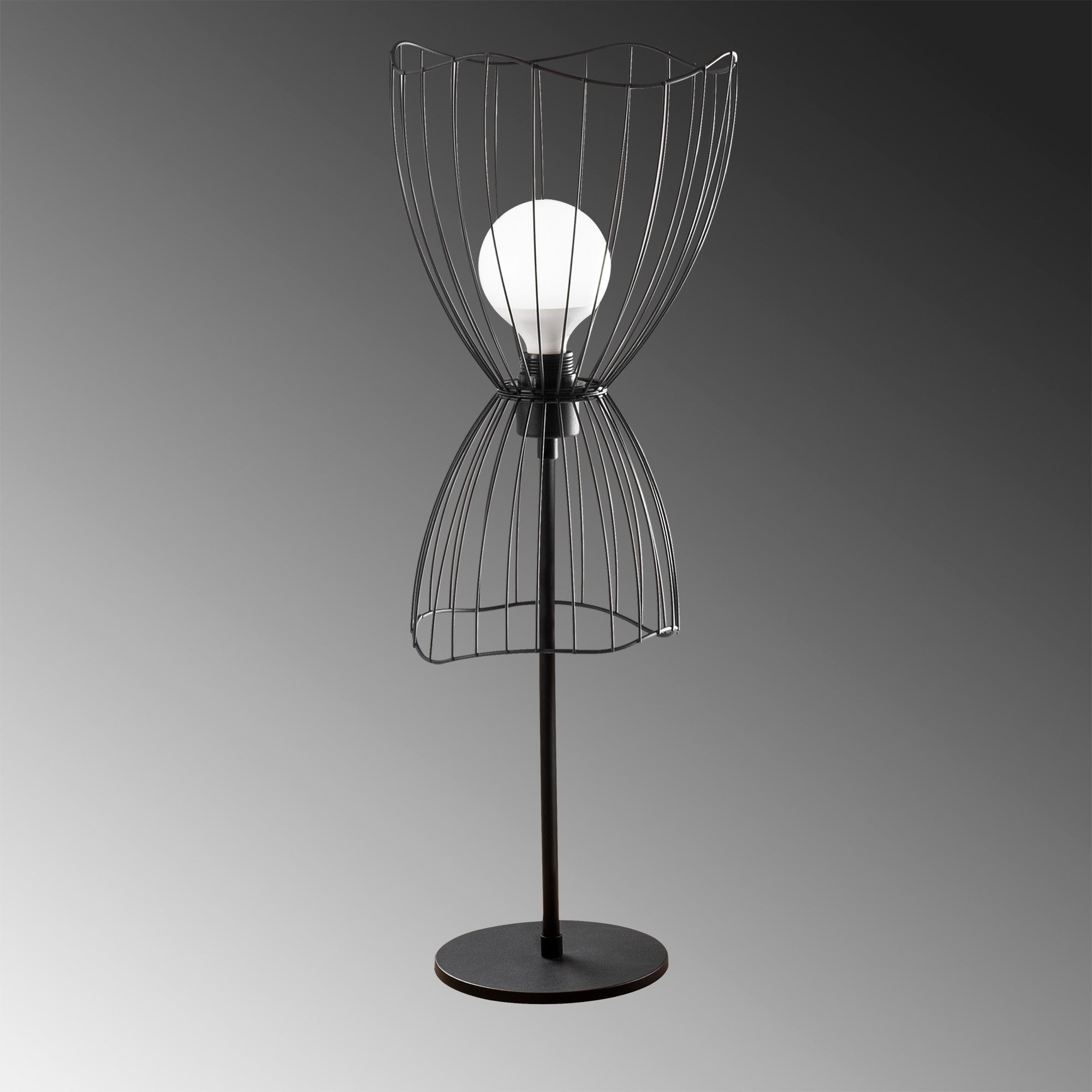 Candeeiro de Mesa – 56 cm de Altura – Preto – Metal