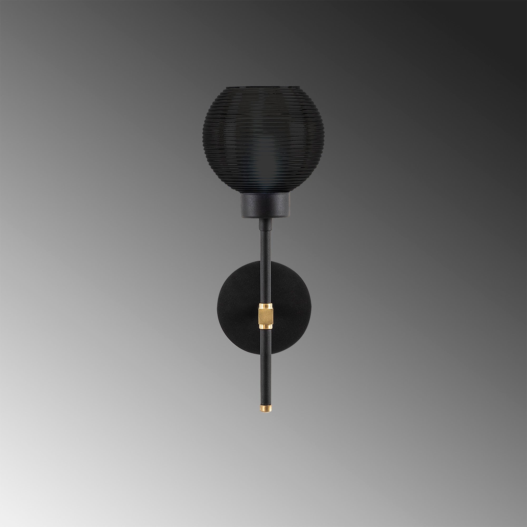 Candeeiro de Parede Moderna, Preto e Fumê, 20 x 20 cm, Altura 40 cm | Corpo em Metal, Tampa de Vidro, Soquete E27, IP20 | Iluminação Elegante para Casa e Escritório