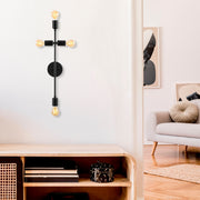 Candeeiro de Parede preta moderna, 62 cm de altura, corpo de metal, 20 x 15 cm | 4 x E27 máx. 40 W, IP20 | Iluminação elegante para decoração de casa e escritório