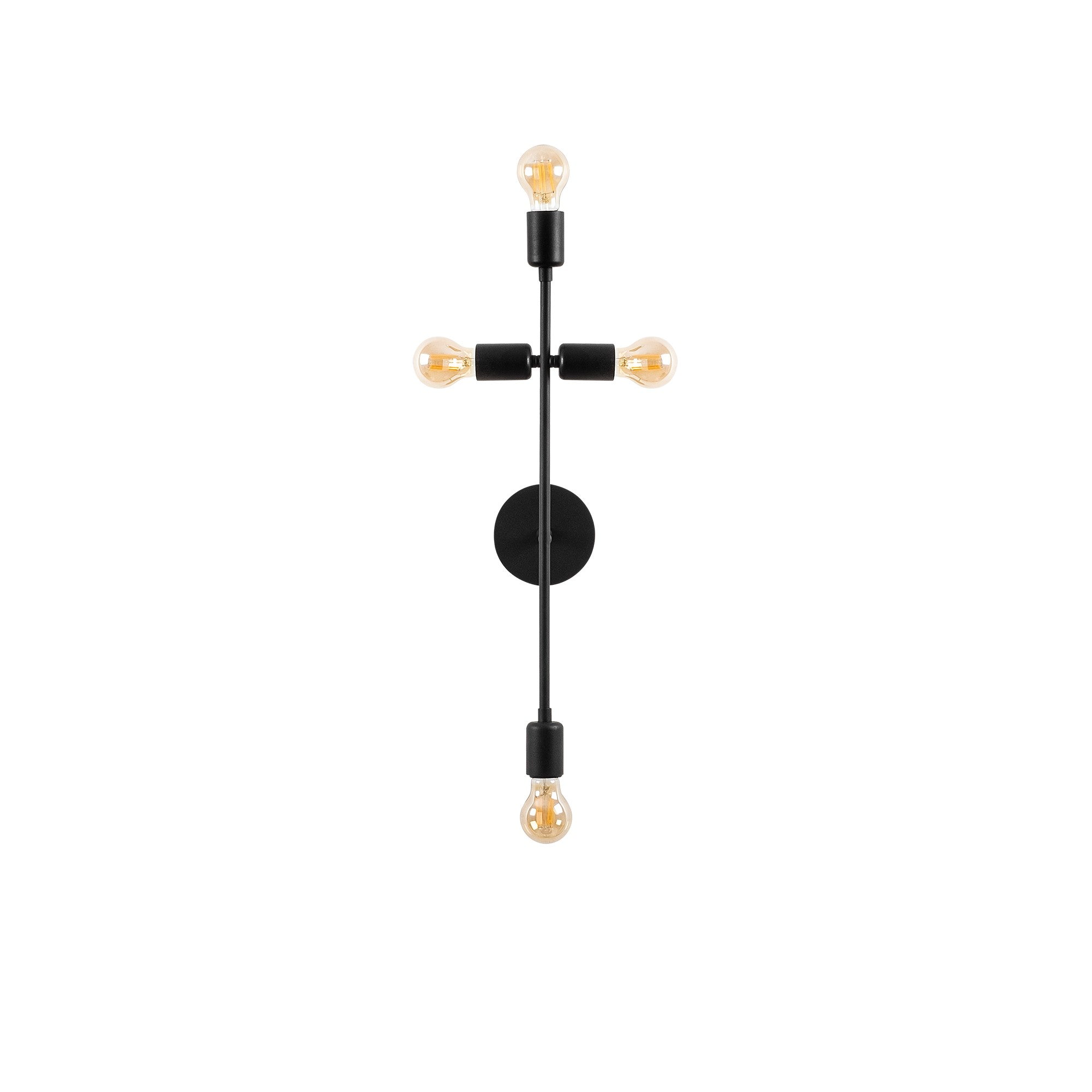 Candeeiro de Parede preta moderna, 62 cm de altura, corpo de metal, 20 x 15 cm | 4 x E27 máx. 40 W, IP20 | Iluminação elegante para decoração de casa e escritório