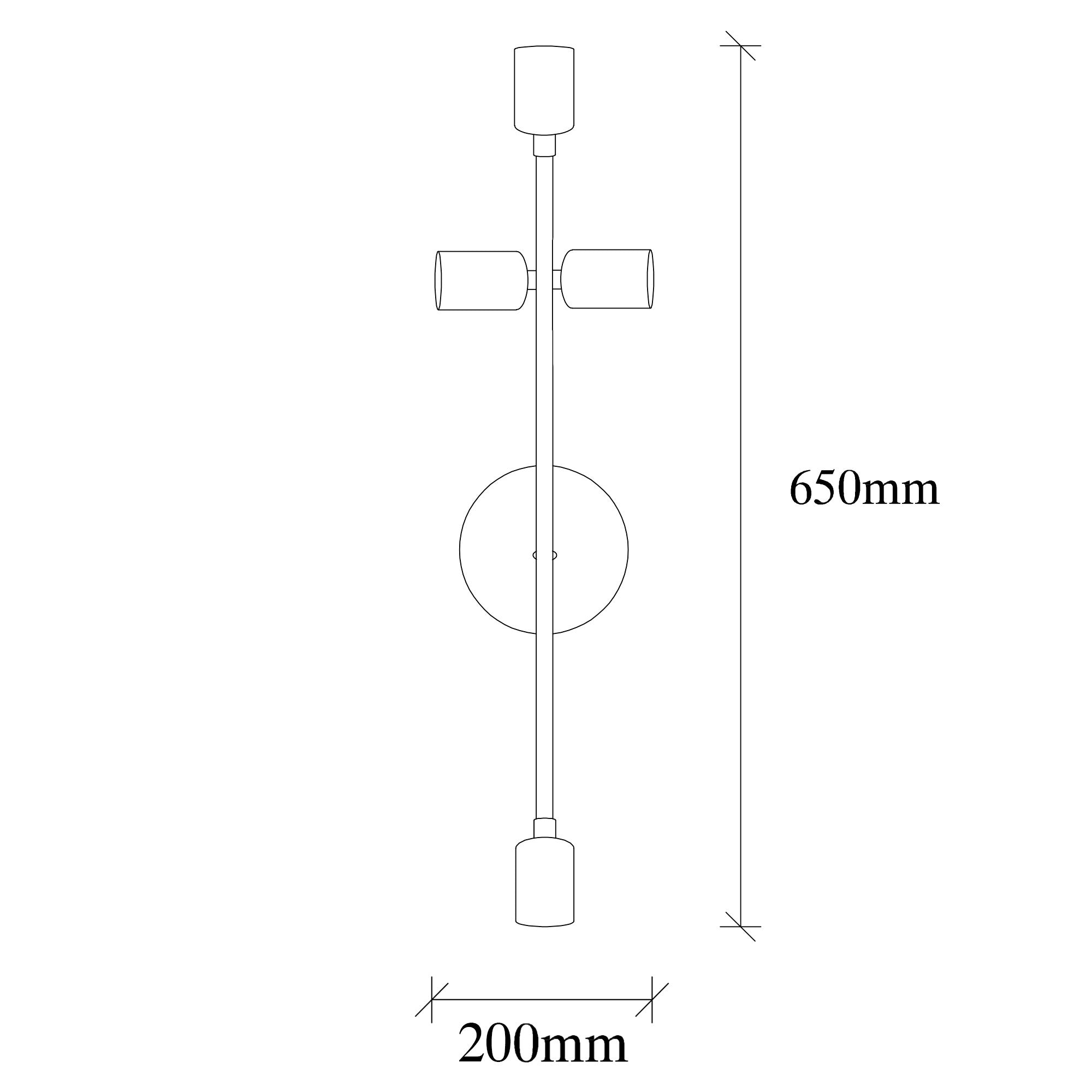 Candeeiro de Parede preta moderna, 62 cm de altura, corpo de metal, 20 x 15 cm | 4 x E27 máx. 40 W, IP20 | Iluminação elegante para decoração de casa e escritório
