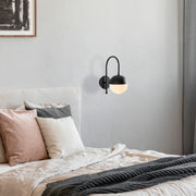 Candeeiro de Parede moderna, corpo de metal com tampa de vidro, 15 x 25 cm, altura 30 cm, E27 máx. 40 W, IP20, preto e branco, design industrial escandinavo