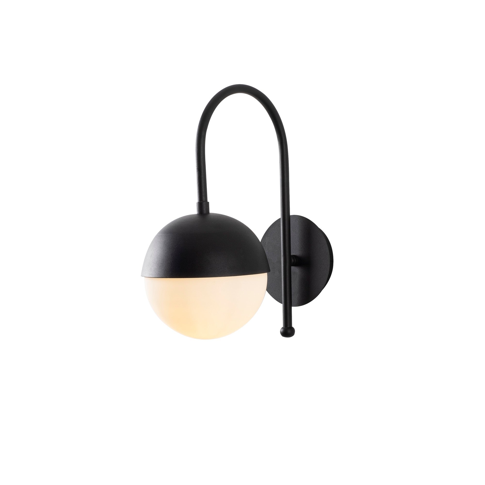 Candeeiro de Parede moderna, corpo de metal com tampa de vidro, 15 x 25 cm, altura 30 cm, E27 máx. 40 W, IP20, preto e branco, design industrial escandinavo