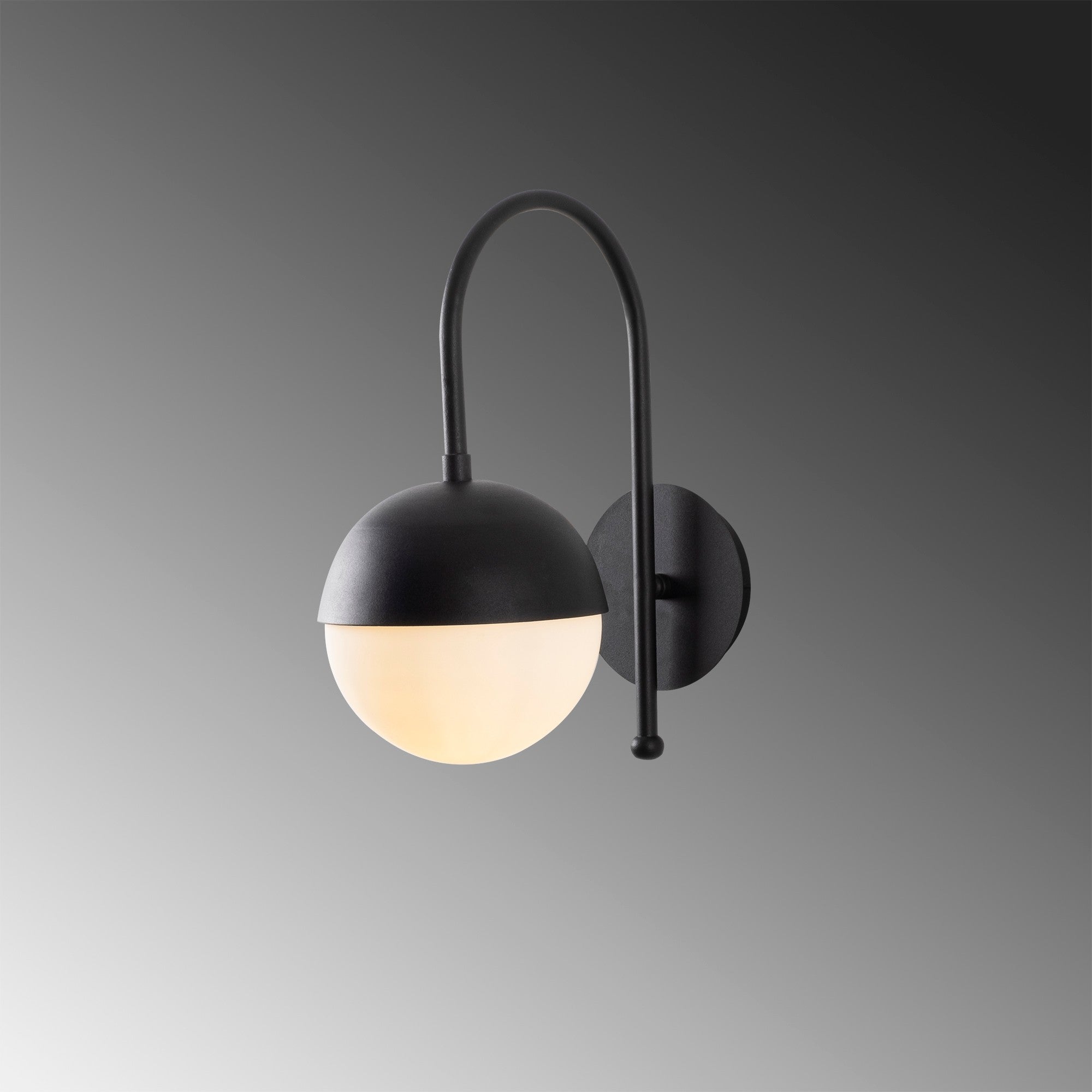 Candeeiro de Parede moderna, corpo de metal com tampa de vidro, 15 x 25 cm, altura 30 cm, E27 máx. 40 W, IP20, preto e branco, design industrial escandinavo