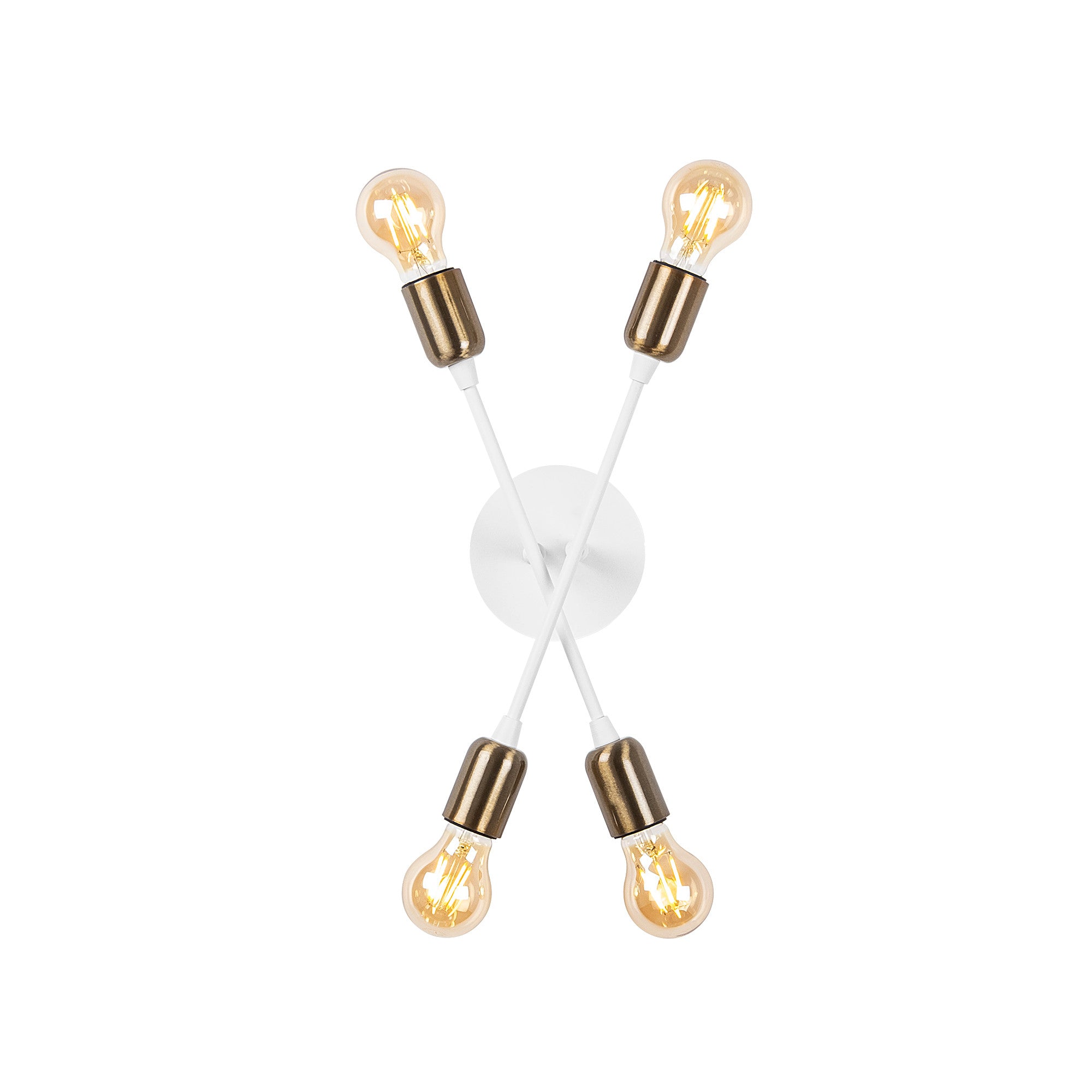 Candeeiro de Parede branca elegante, corpo de metal, 40 cm de altura, 17 x 8 cm | 4 soquetes E27, IP20 | Perfeita para decoração de interiores glamurosa e espaços modernos