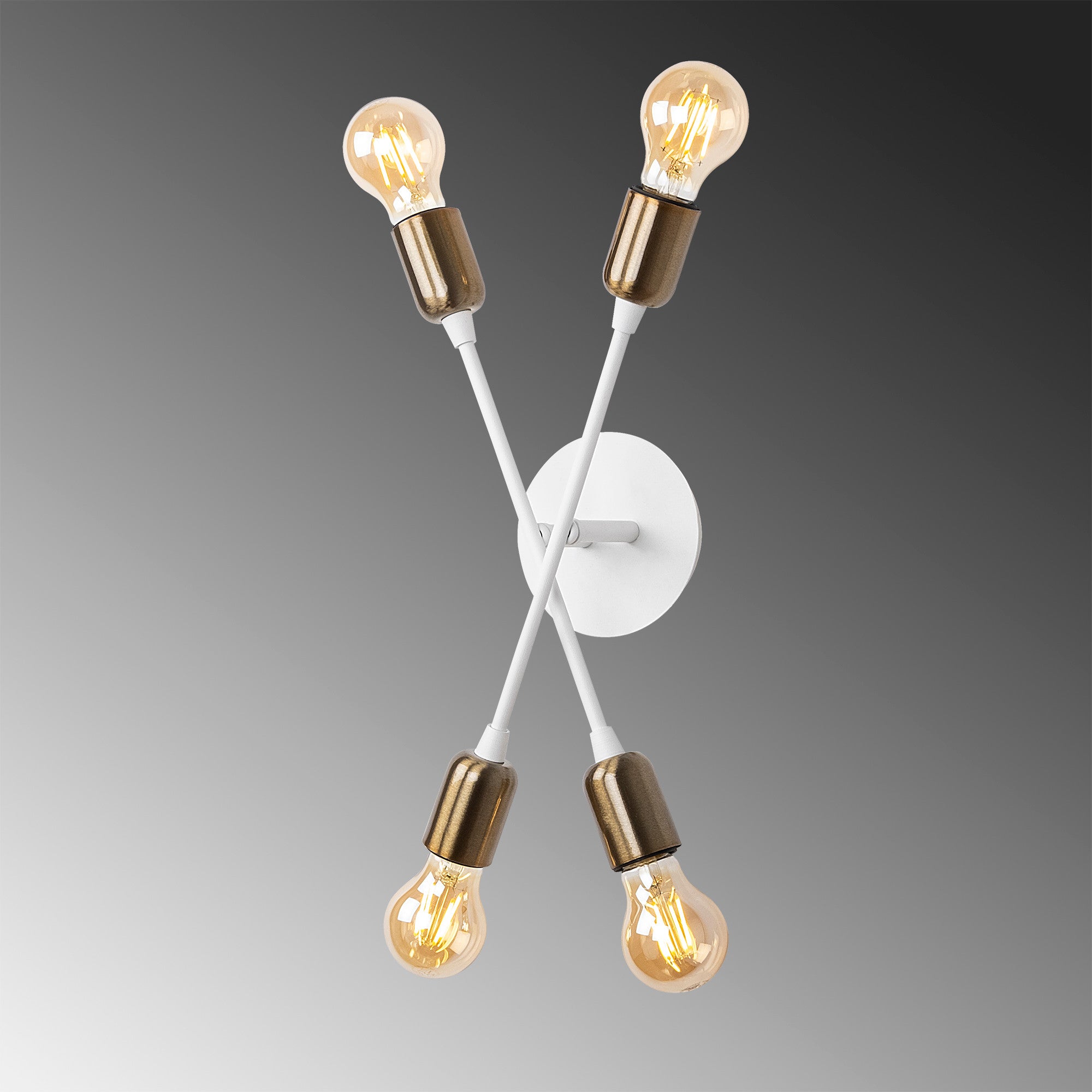Candeeiro de Parede branca elegante, corpo de metal, 40 cm de altura, 17 x 8 cm | 4 soquetes E27, IP20 | Perfeita para decoração de interiores glamurosa e espaços modernos